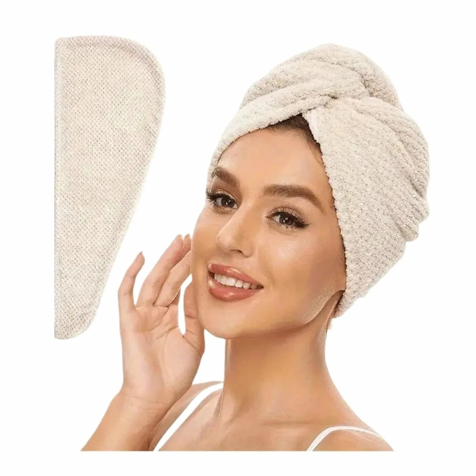 Toalla Pelo Toalla for el Cabello ultrasuave de Microfibra, Envoltura súper Absorbente Secado rápido for o Rizado, Toallas baño, 4 Uds(White)