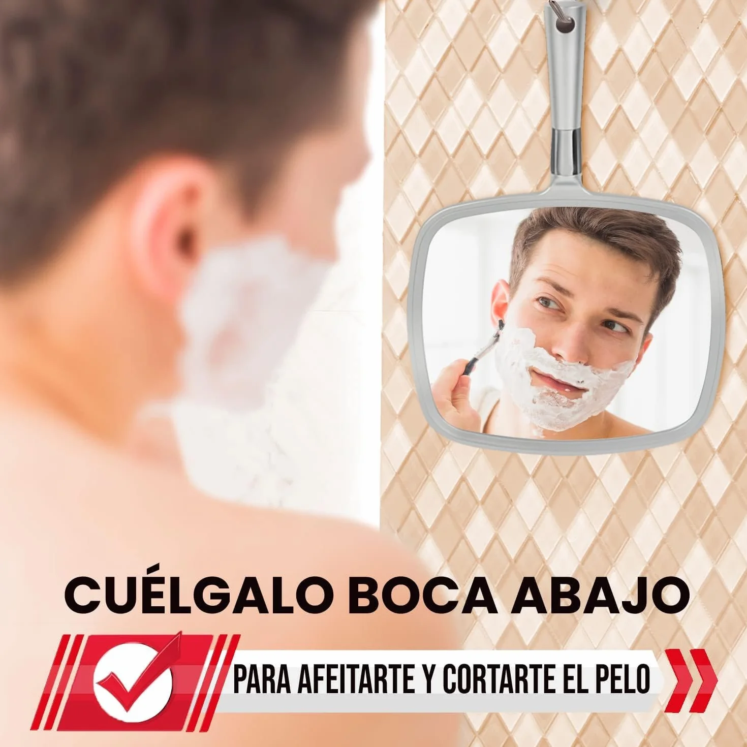Mirrorvana Espejo de Mano Grande para Clínica Dental, Salón de Belleza, Afeitado y Maquillaje (Plata)