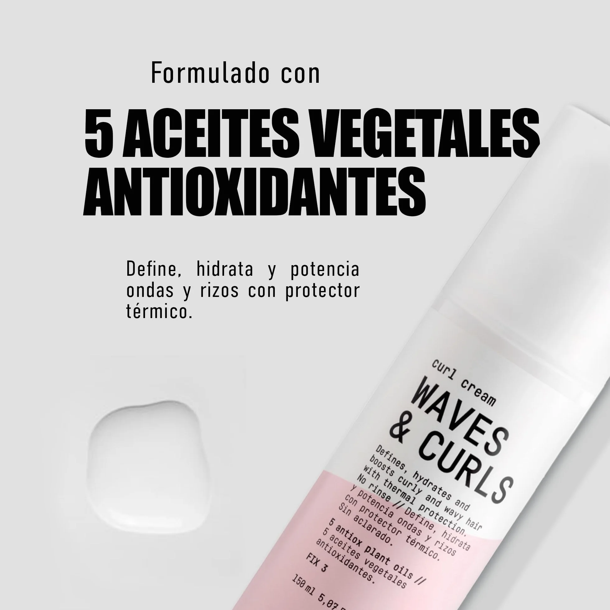 GLOSSCO PROFESSIONAL Crema Rizos y Ondas 200 ml Fijación Nivel 3 Define Hidrata Brillo Protección Térmica Solar Sin Aclarado