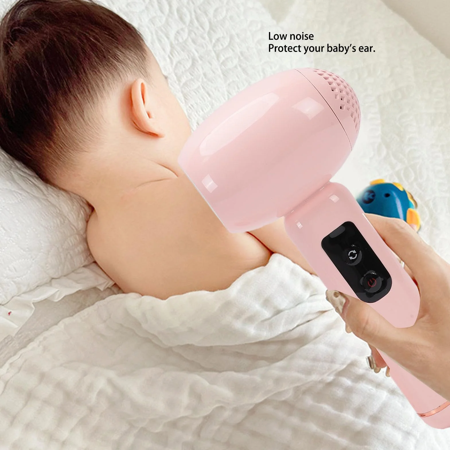 SUNGOOYUE Secador de Pelo de Viaje Secador de Pelo para bebé 70W Inalámbrico Recargable 5000Mah, de de Viaje Portátil Silencioso para el Cuidado del Cuero Cabelludo Infantil (PINK)