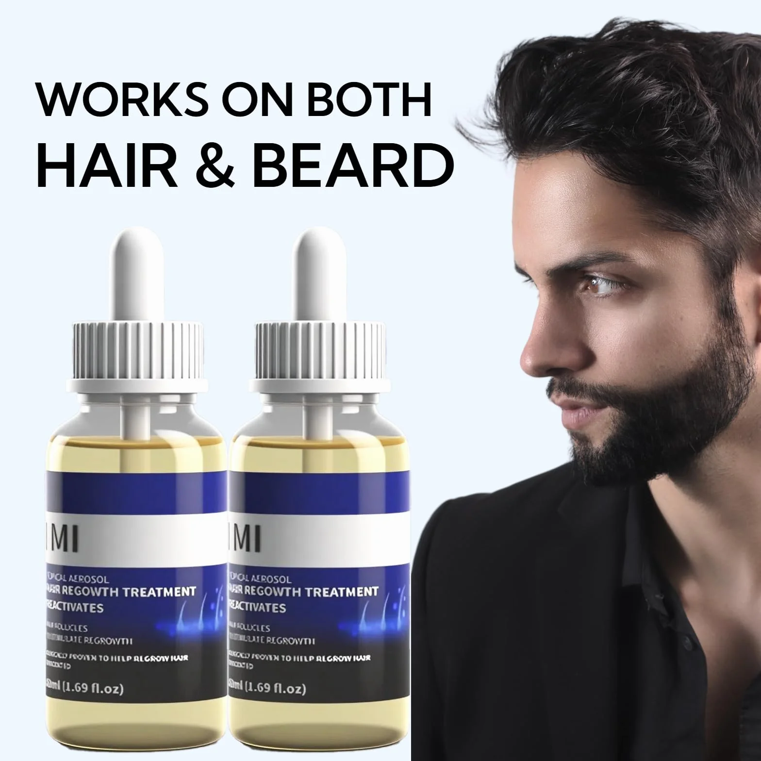 Serum Capilar Anticaída 2 x 50 ml, Hair Growth Serum con Biotina, Densificador Capilar Ligero para Hombre y Mujer, Serum Capilar Fortificante para Cabello Fino, Débil y Dañado, Azul