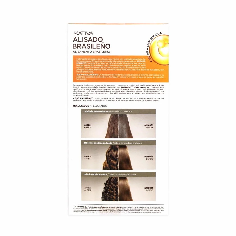 Kativa Alisado Brasileño Pack 2 Tratamiento Profesional Keratina Ácido Hialurónico Vegano 12 Semanas