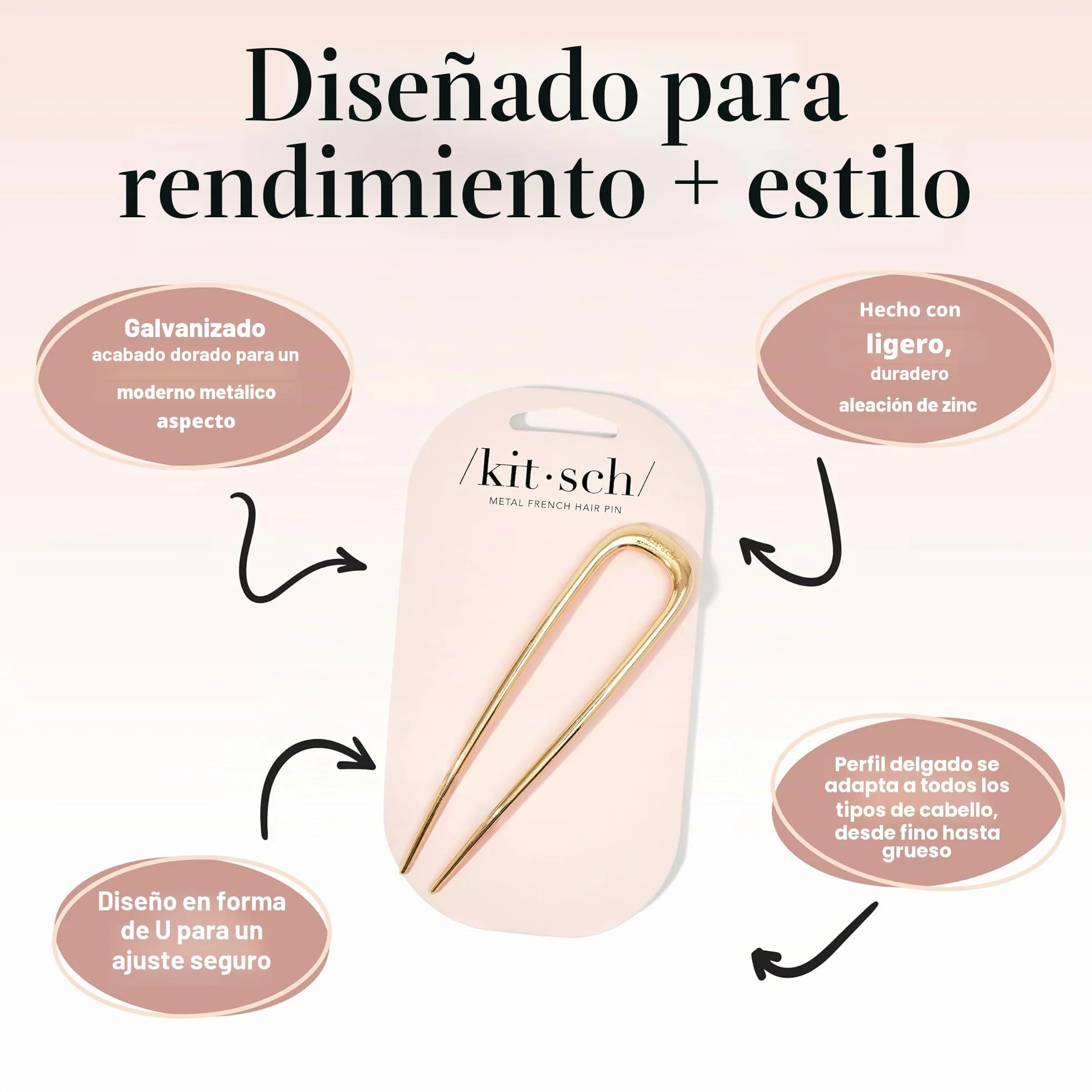 Broches francesas de metal para moños, peinados con trenzas y chignon