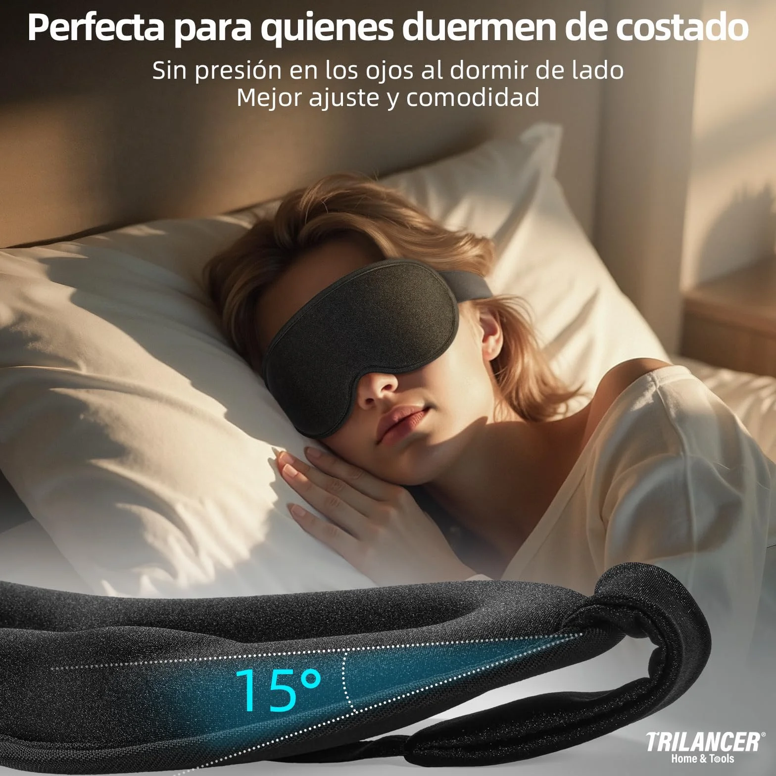 Trilancer Antifaz para Dormir Sin Luz, Mascara para Dormir, Tapa Ojos, Cubre Ojos, Negro