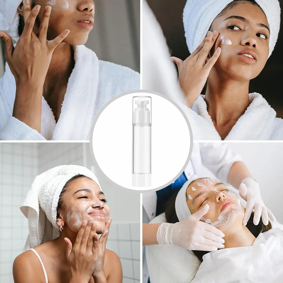 4 Pcs 50ml Bote Airless Dispensador de Bomba, Travel Bottles, Contenedor de Bomba de Cosmético, Botella Vacía de Viaje, Botella de Presión de Vacío, para Loción Crema Facial Crema de Manos