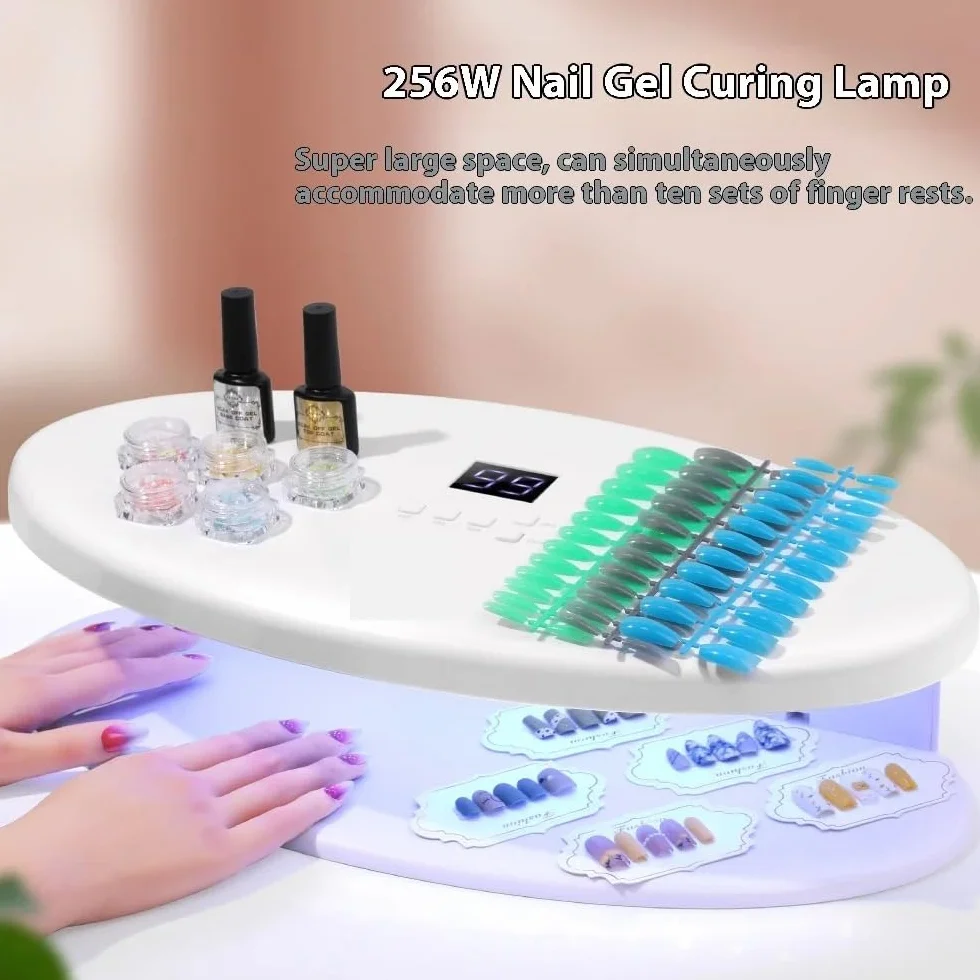 Lámpara de uñas UV LED 256 W, secador gel for con 96, herramientas profesionales manicura y pedicura secado rápido for uso doméstico Práctico