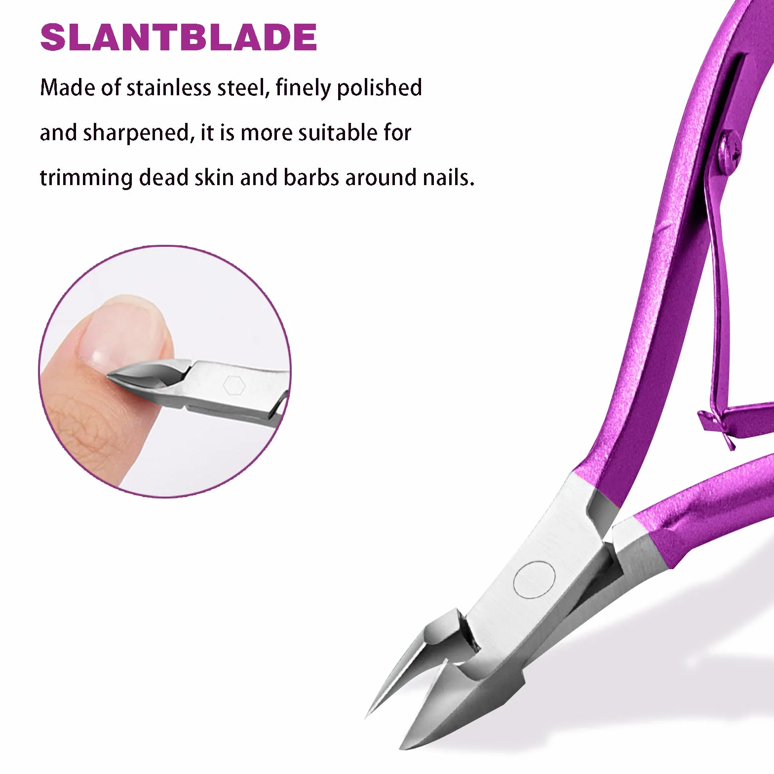 Cortador de cutículas de acero inoxidable para manicura y pedicura Púrpura