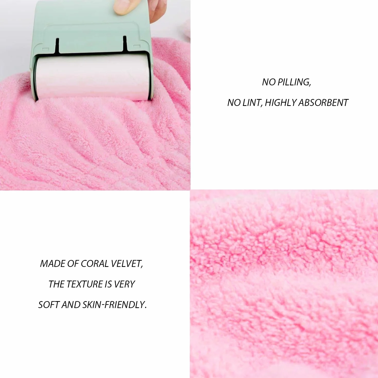 MEMOFYND Toallas para el Cabello de Microfibra, Gorro para el Cabello Seco, Muñequeras para Lavado de Cara (Azul, Rosa)
