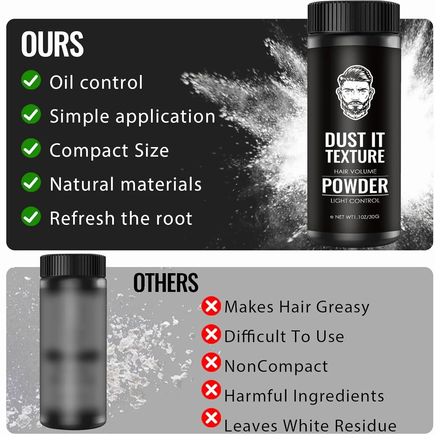 Polvos Texturizantes Mate 30g para el Pelo Volumen