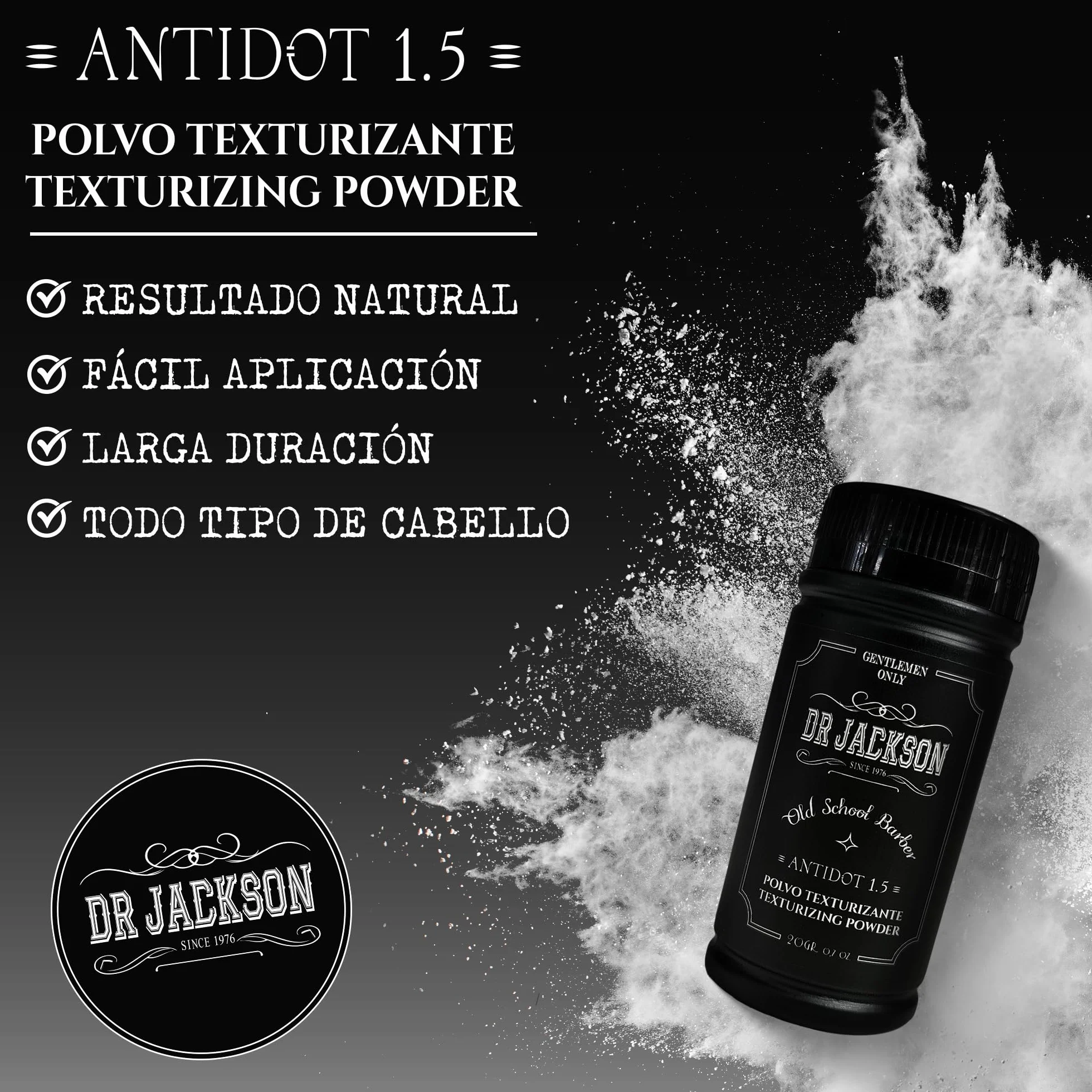 DR. JACKSON Polvos Texturizantes Pelo Hombre Antidot 1.5, Volumen y Textura, Efecto Mate, Vegano, 20 g