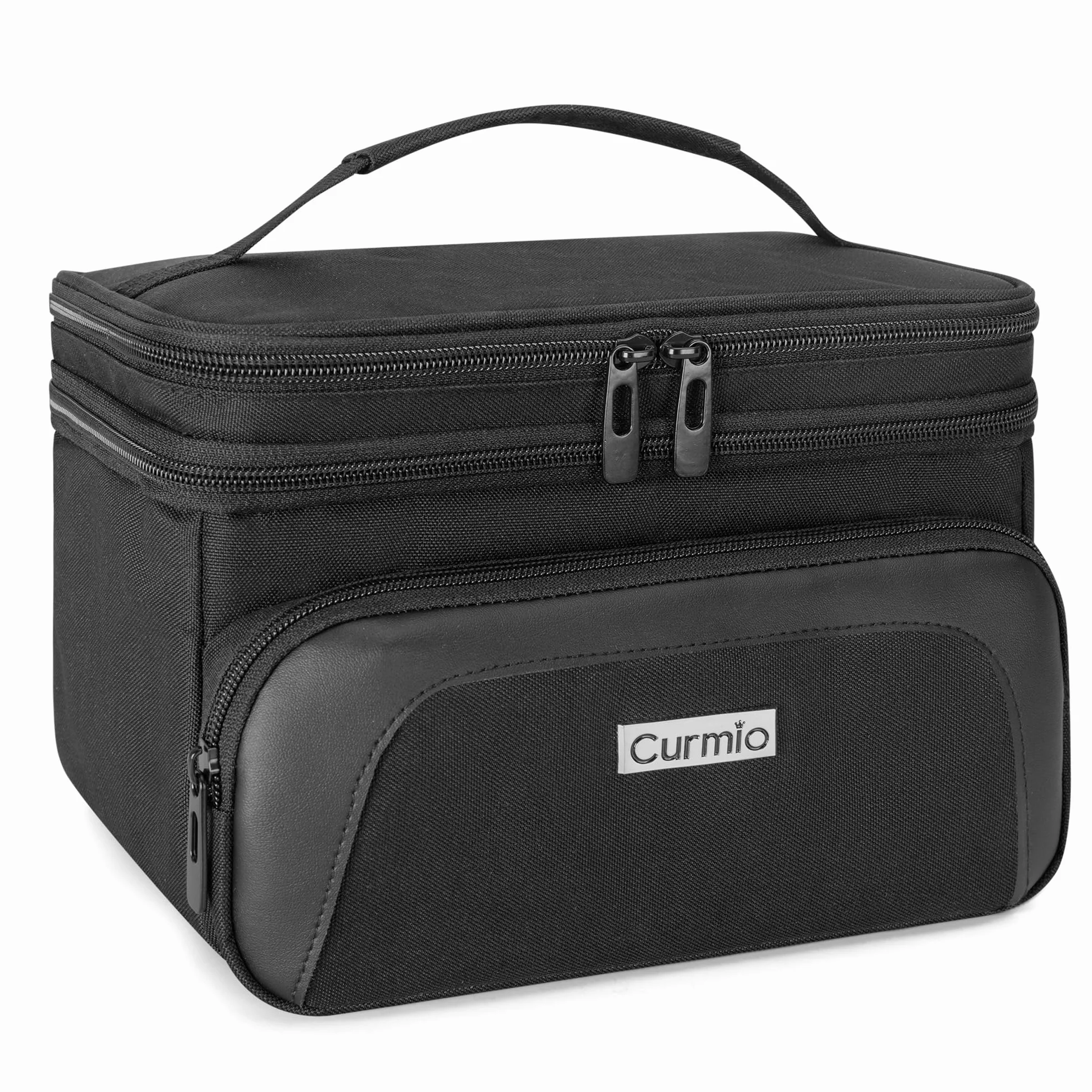 CURMIO Maletín Profesional 2 Niveles para Cortapelos, Organizador Portátil Compatible con Hatteker/Wahl/Oster/Andis Máquinas y Accesorios Barbería, Solo Bolsa, Negro