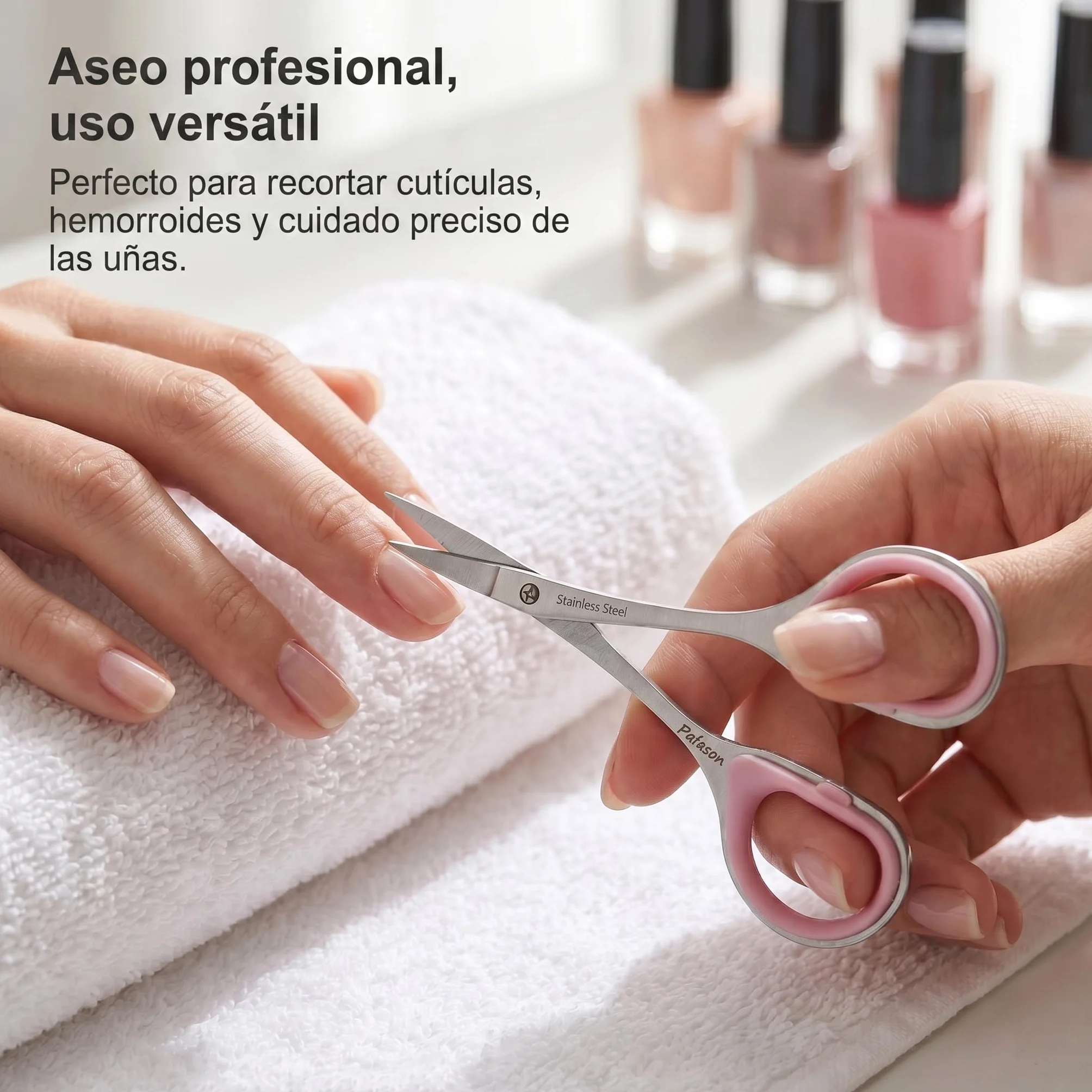 PAFASON Tijeras Cutículas 2 Piezas Punta Curva Recta Manicura Pedicura Estuche Cuero Premium