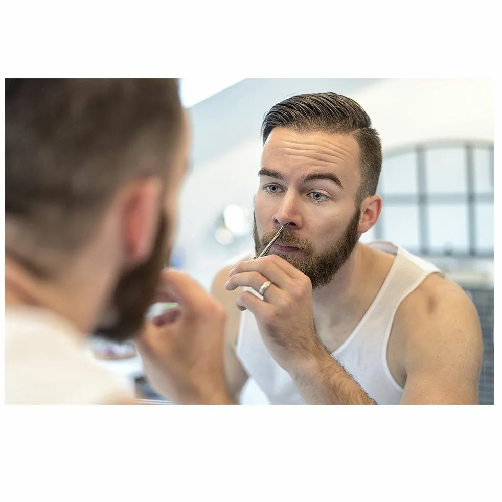Tijeras profesionales para el cuidado personal del vello facial y la nariz de la oreja, recorte de cejas, tijeras de punta recta fina de acero inoxidable para hombre