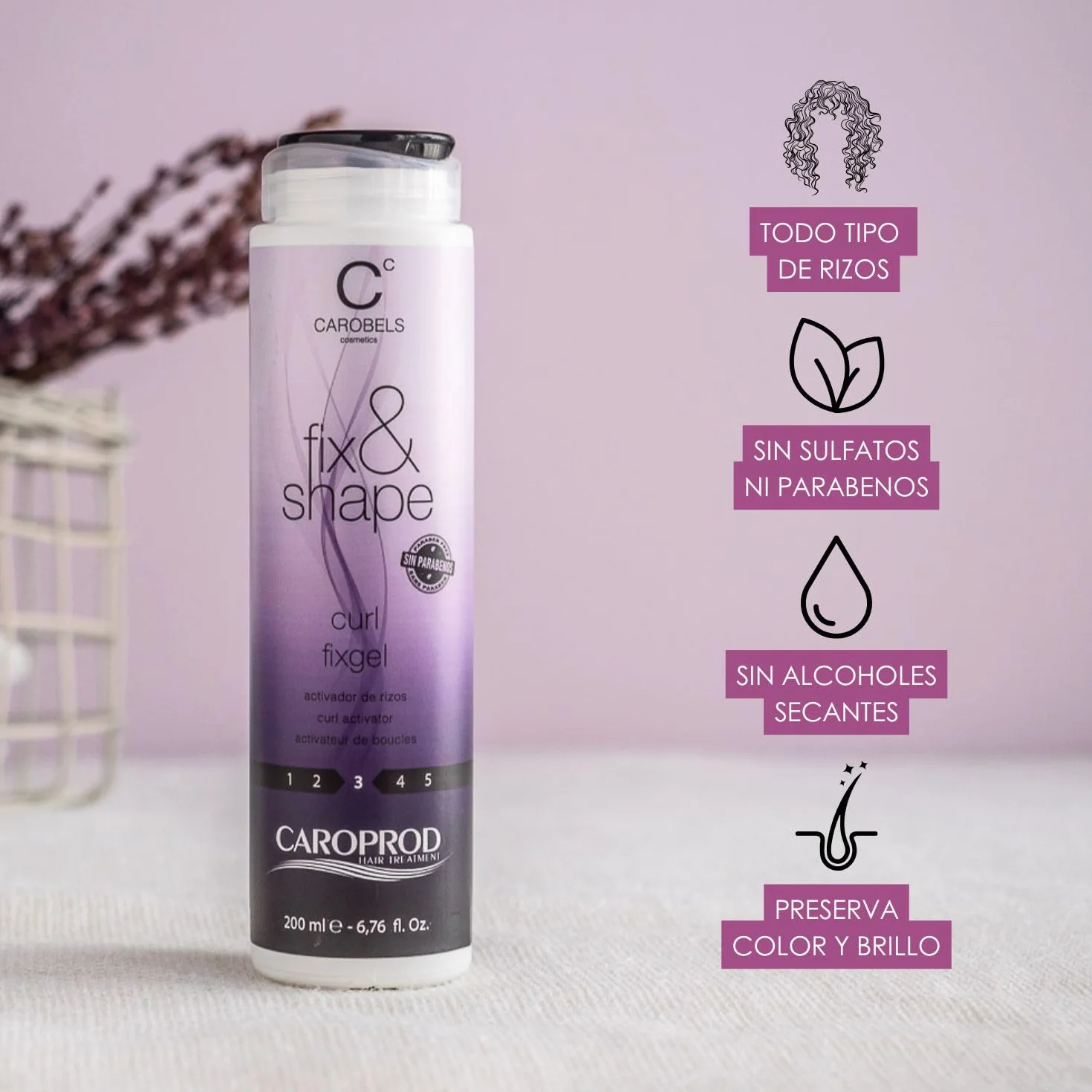 Fix & Shape Gel Activador de Rizos sin Aclarado, Secado al Aire, Rizos Ultra Definidos, Fijación Media, Filtro UV, Sin Alcohol (200 ml)