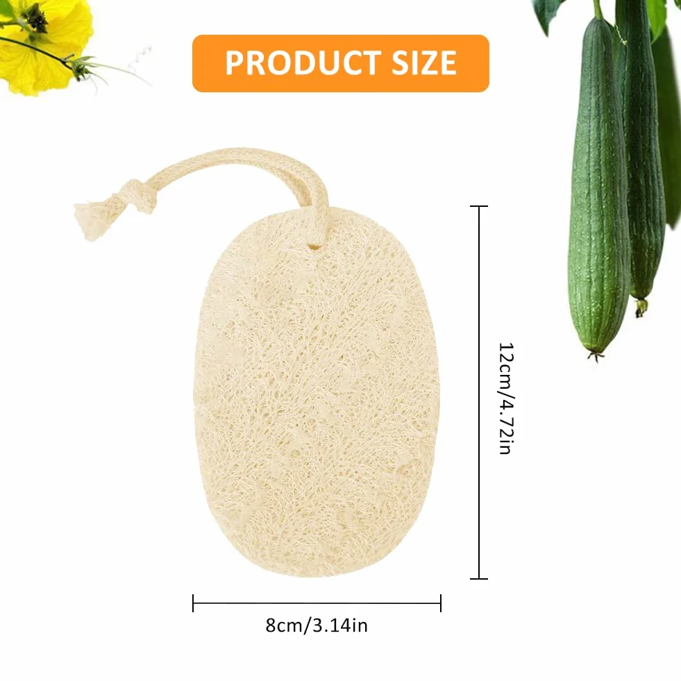 Natural Esponja Estropajo, Loofah Esponja 6 Piezas con Cordón, Ecológicas Biodegradables