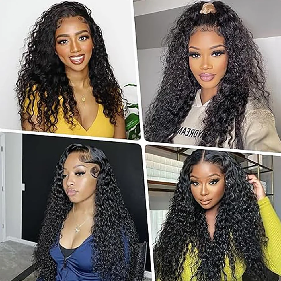 Extensiones de cabello humano ondulado de agua, extensiones de pelo humano sin procesar, Remy real, 3 extensiones de pelo humano #1B, color negro natural para mujer de 40,64 cm