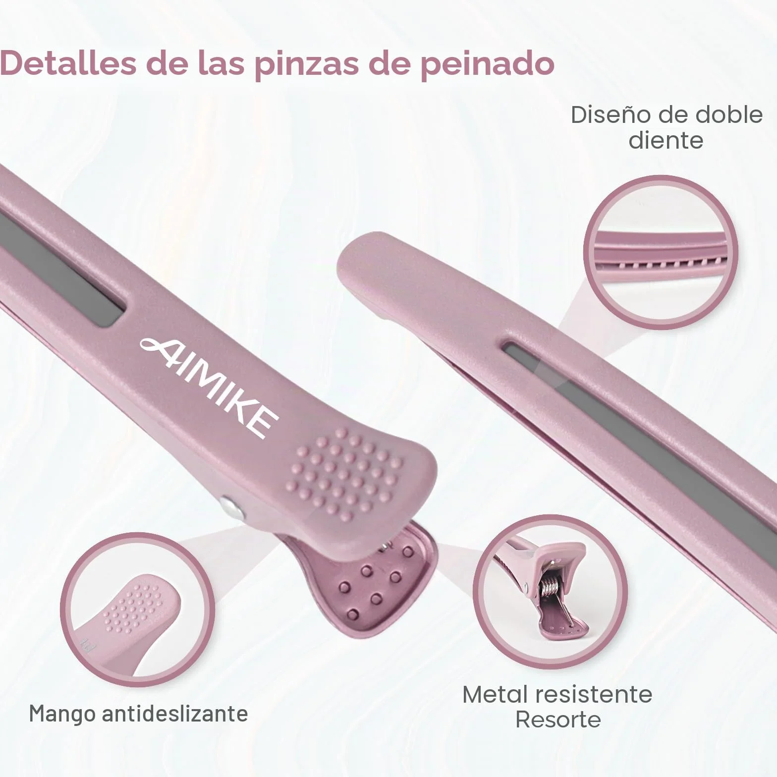 AIMIKE Pinzas Pelo Seccionamiento Profesionales Duckbill con Banda Silicona Accesorios Estilismo Salón