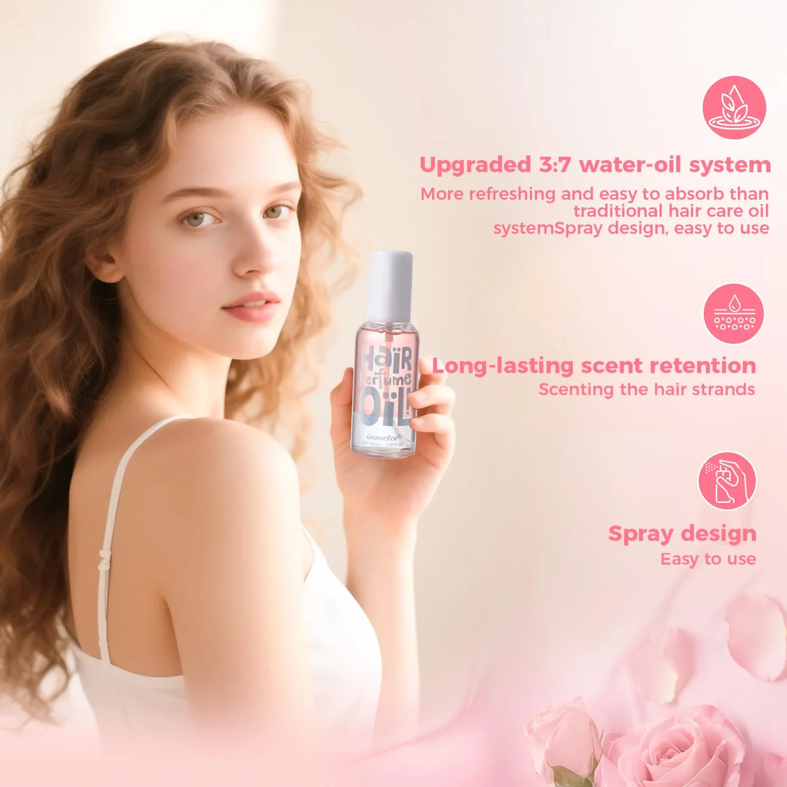 immetee Aceite capilar perfumado hidratante 100 ml aroma floral sin grasa