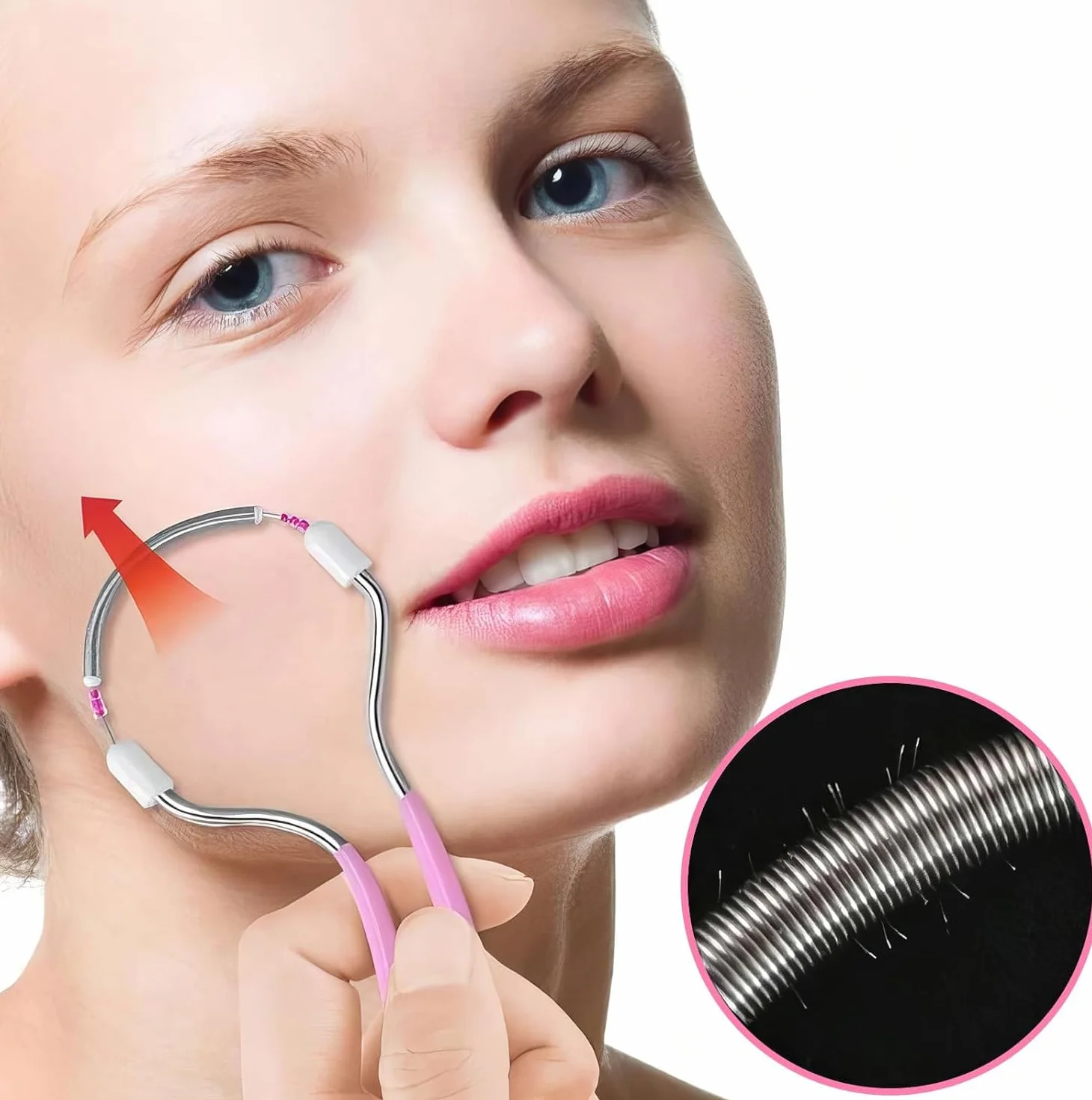 Kit de 2 Depiladores de Resorte Faciales Herramienta de Depilación Manual en Azul y Rosa para Labio Superior Mentón y Mejillas Depilación Facial Suave para Uso en Casa