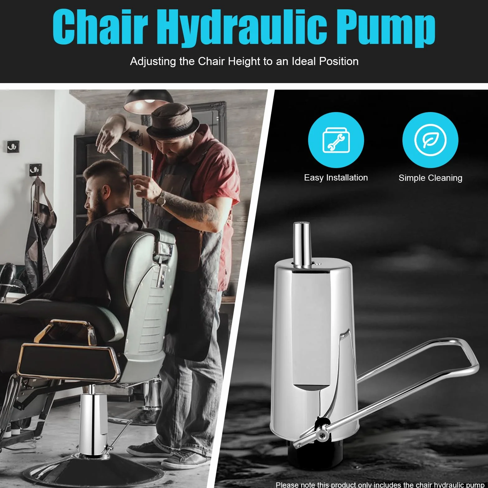 Barber Silla de peluquería bomba hidráulica 4 tornillos altura ajustable 11 cm capacidad 200 kg repuesto