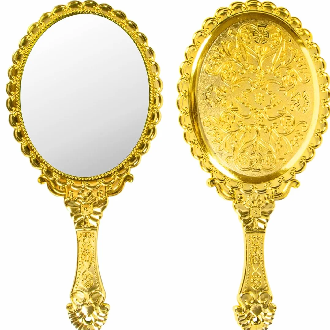 Espejo Vintage de Oro Portátil con Mango