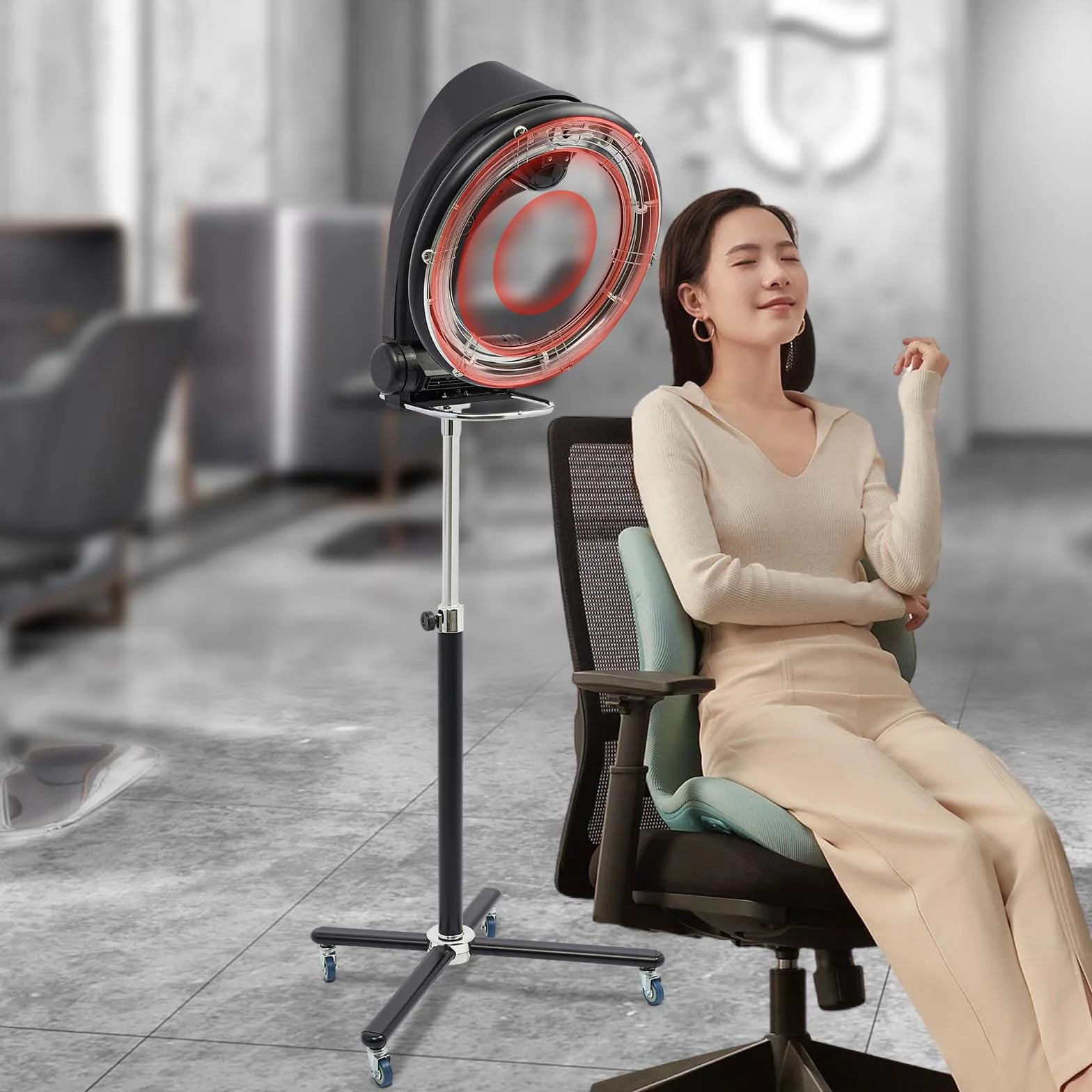 Campanas secas para cabello 950 W vaporizador profesional 4 ruedas 6 modos altura ajustable 134-173 cm