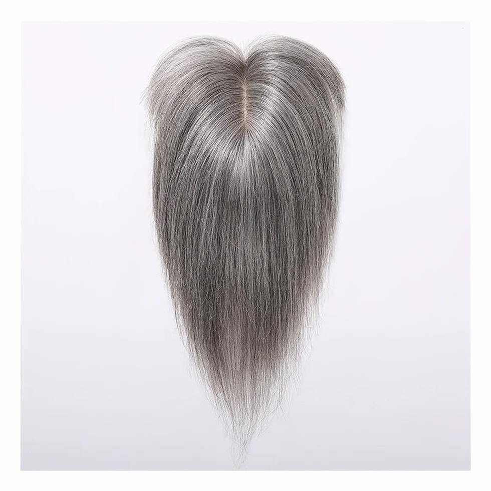 Postizos de cabello humano for mujer, extensiones de flequillo medio con cobertura 3D de 360°. Adorno de pelo para mujer(Brown mix dark blonde)