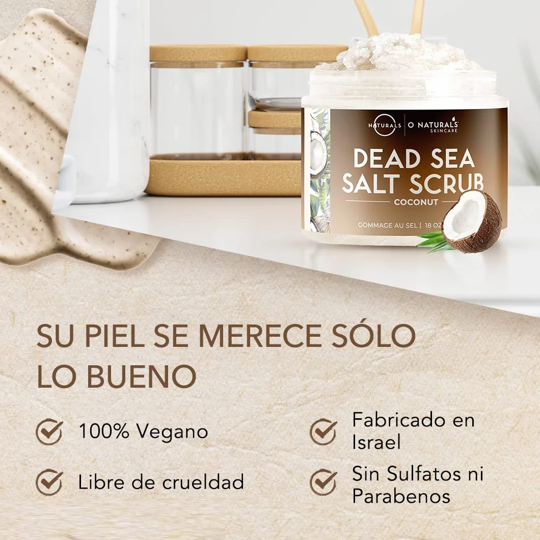 O Naturals Exfoliante de Aceite de Coco y Sal del Mar Muerto, Limpieza Profunda 500gr
