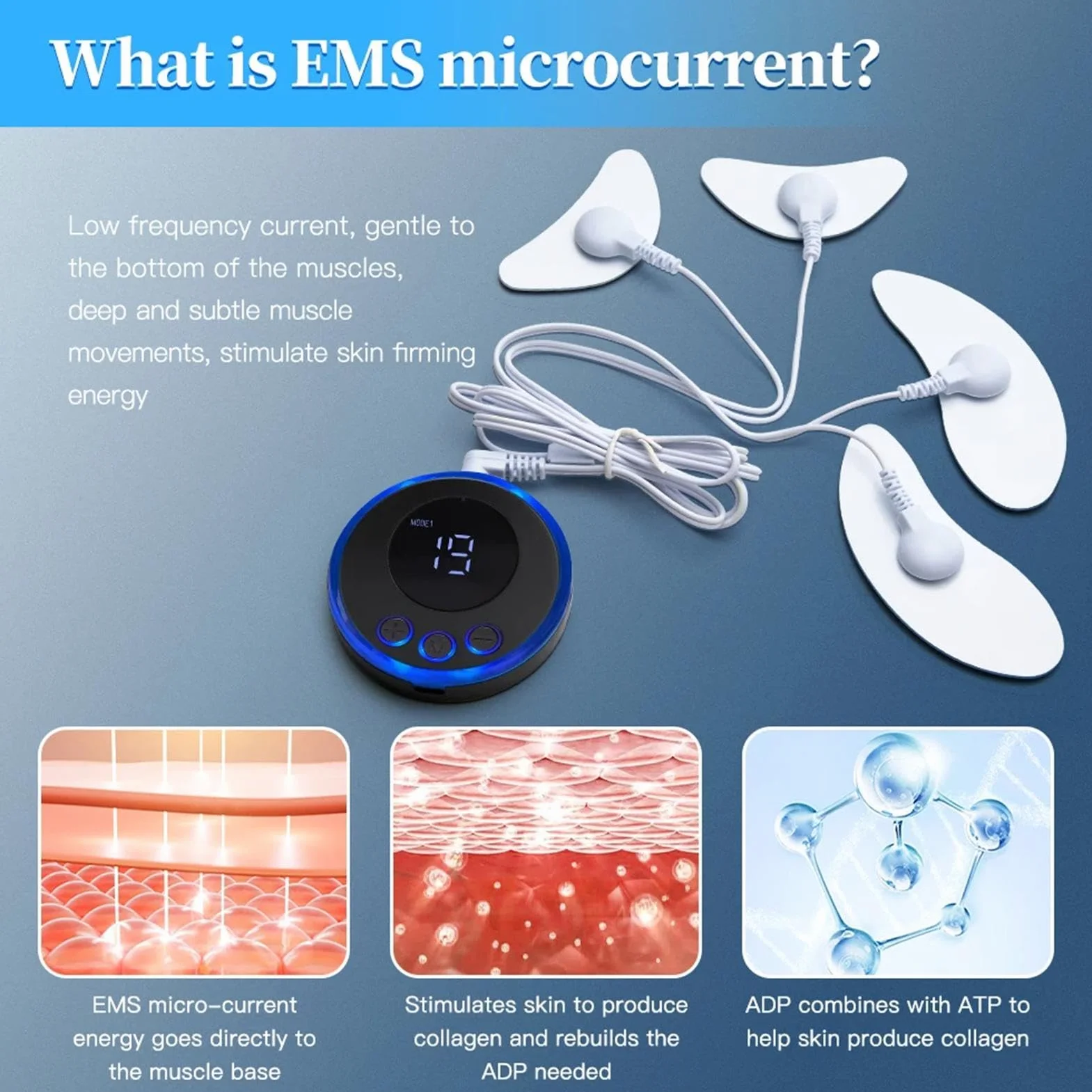 Máquina de lifting facial EMS Masajeador facial eléctrico estimulación muscular microcorriente anti-envejecimiento inalámbrico