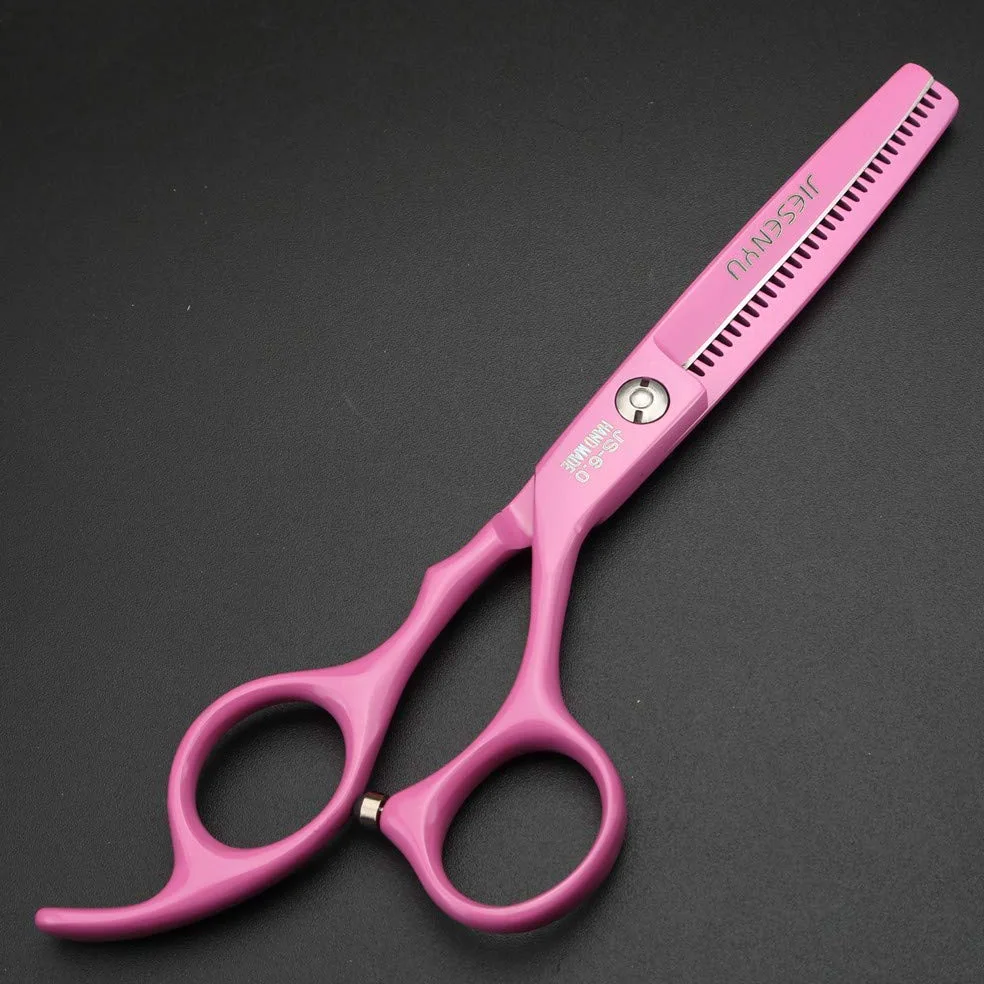 JIESENYU Tijeras de peluquería profesional de alta gama de 6 pulgadas, acero 440C, color rosa (juego de 3)