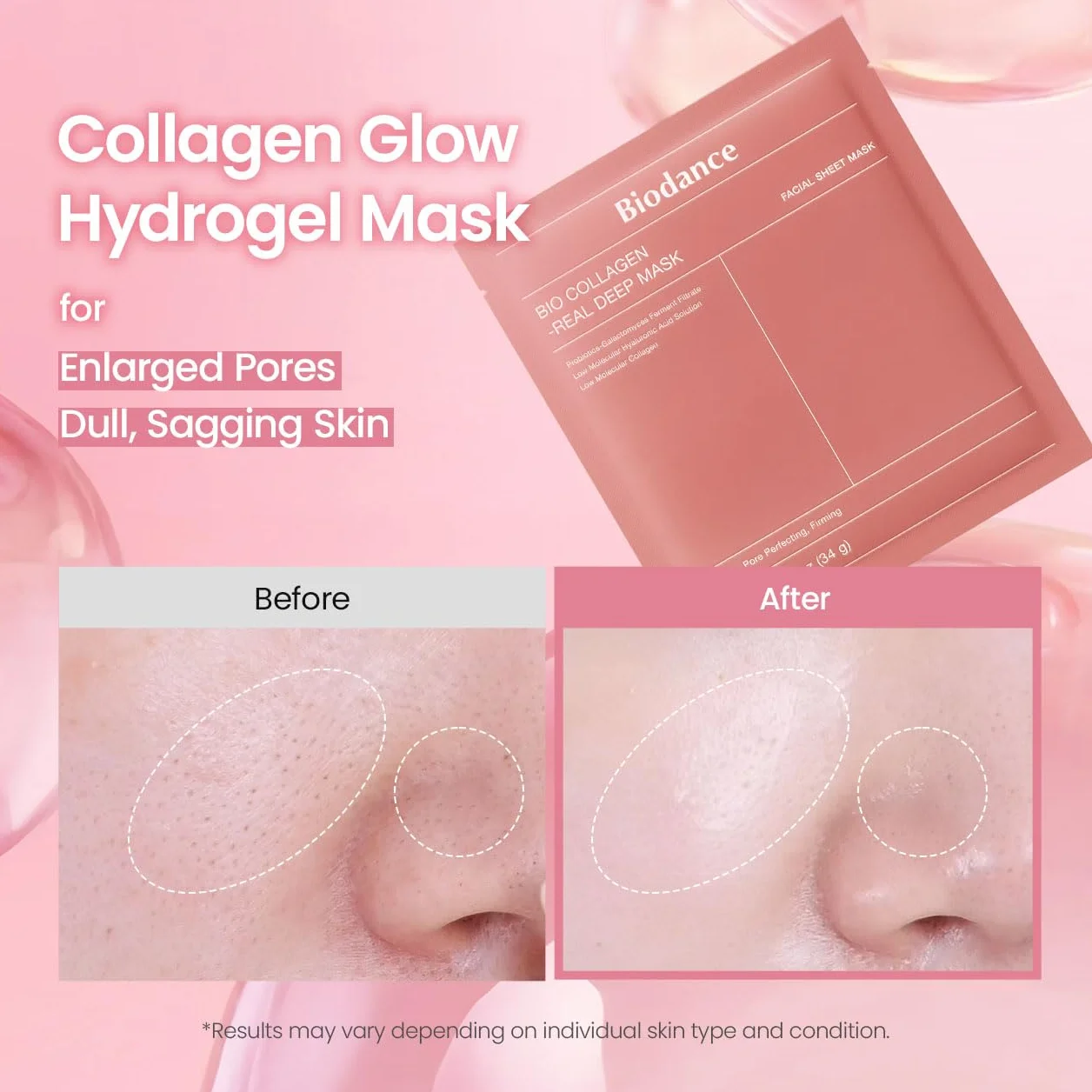BIODANCE Bio-Collagen Real Deep Mask Mascarilla Nocturna Hidratante 34g x 4 Unidades