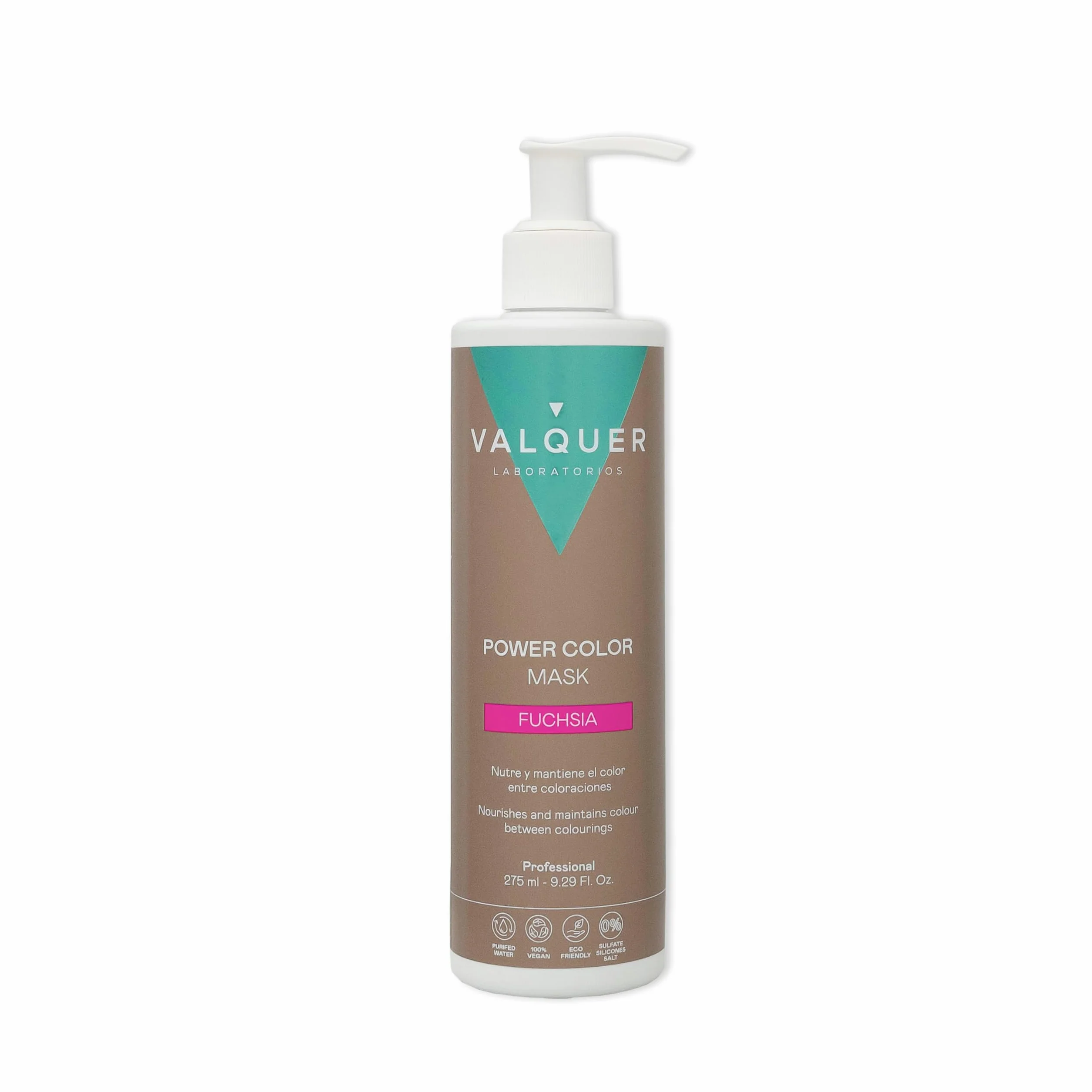 VALQUER Power Color Fucsia Mascarilla Capilar 275 ml Potenciador de Color Temporal Sin Sulfatos Vegano