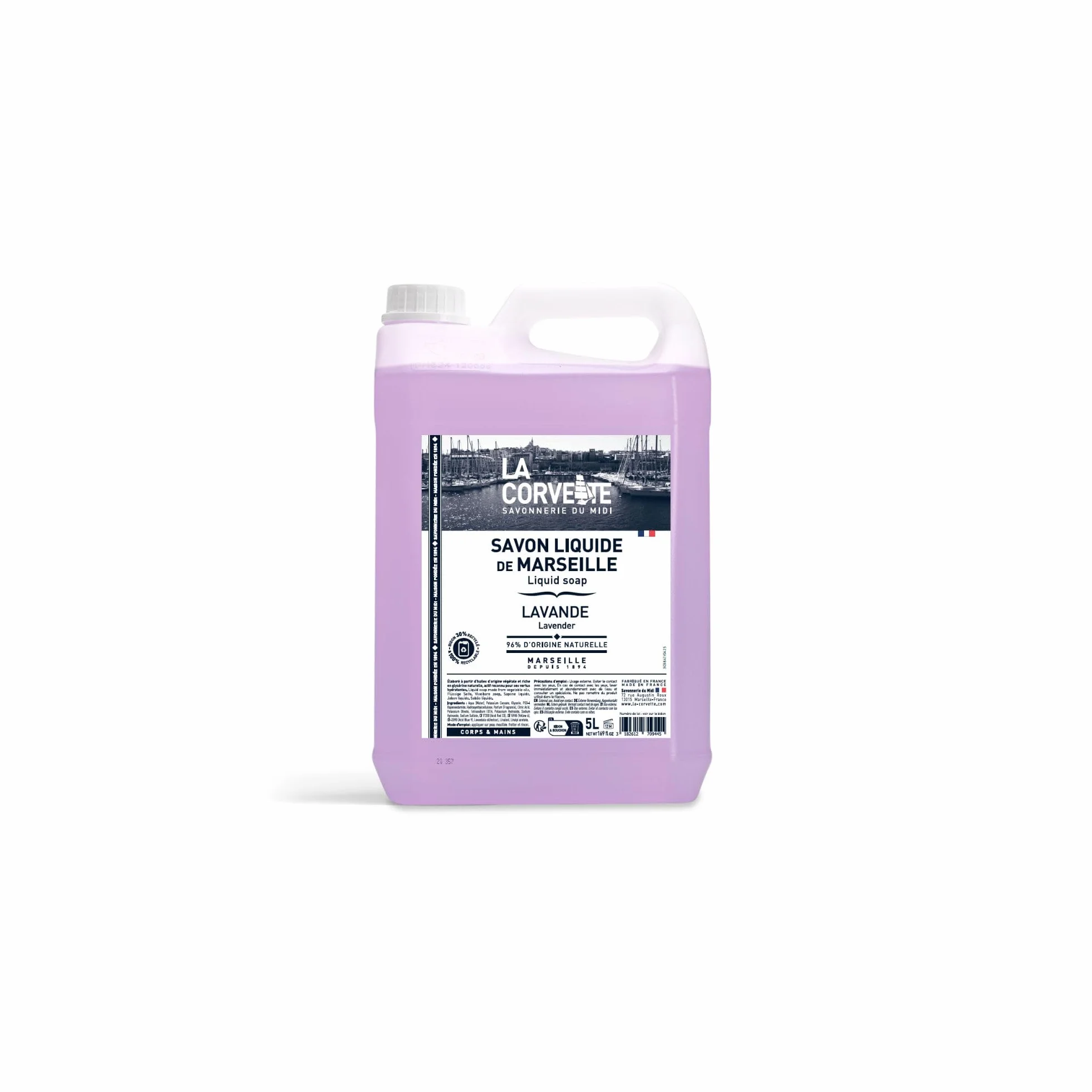 La Corvette Jabón Líquido de Marsella Lavanda 5L 96% Ingredientes Naturales Extra Suave