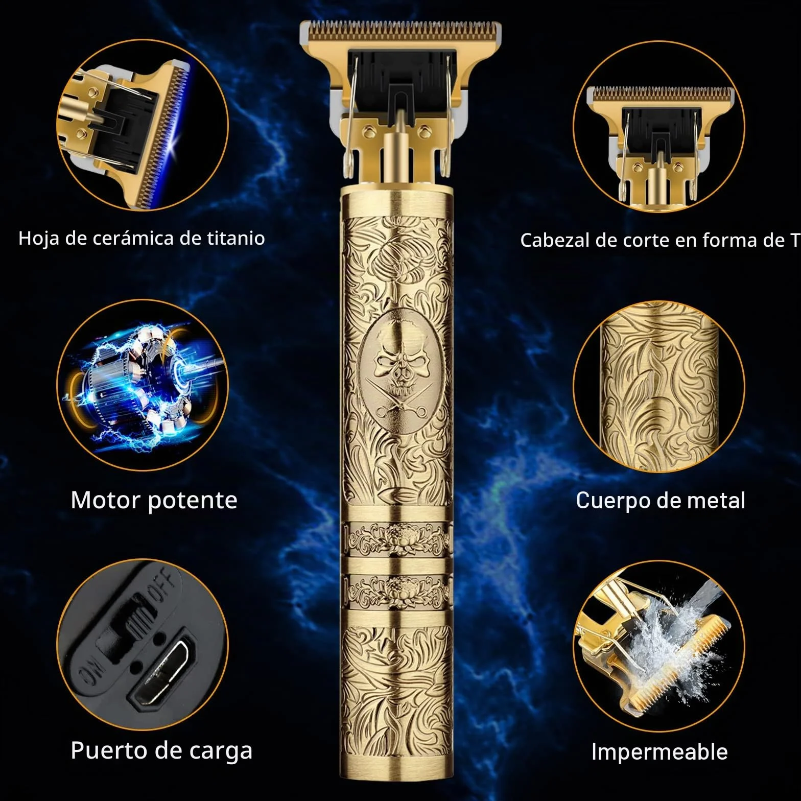 Profesional Cortapelos Hombre Recortadora Eléctrica Inalámbrica Carga Rápida USB Maquina Cortar Pelo Barba