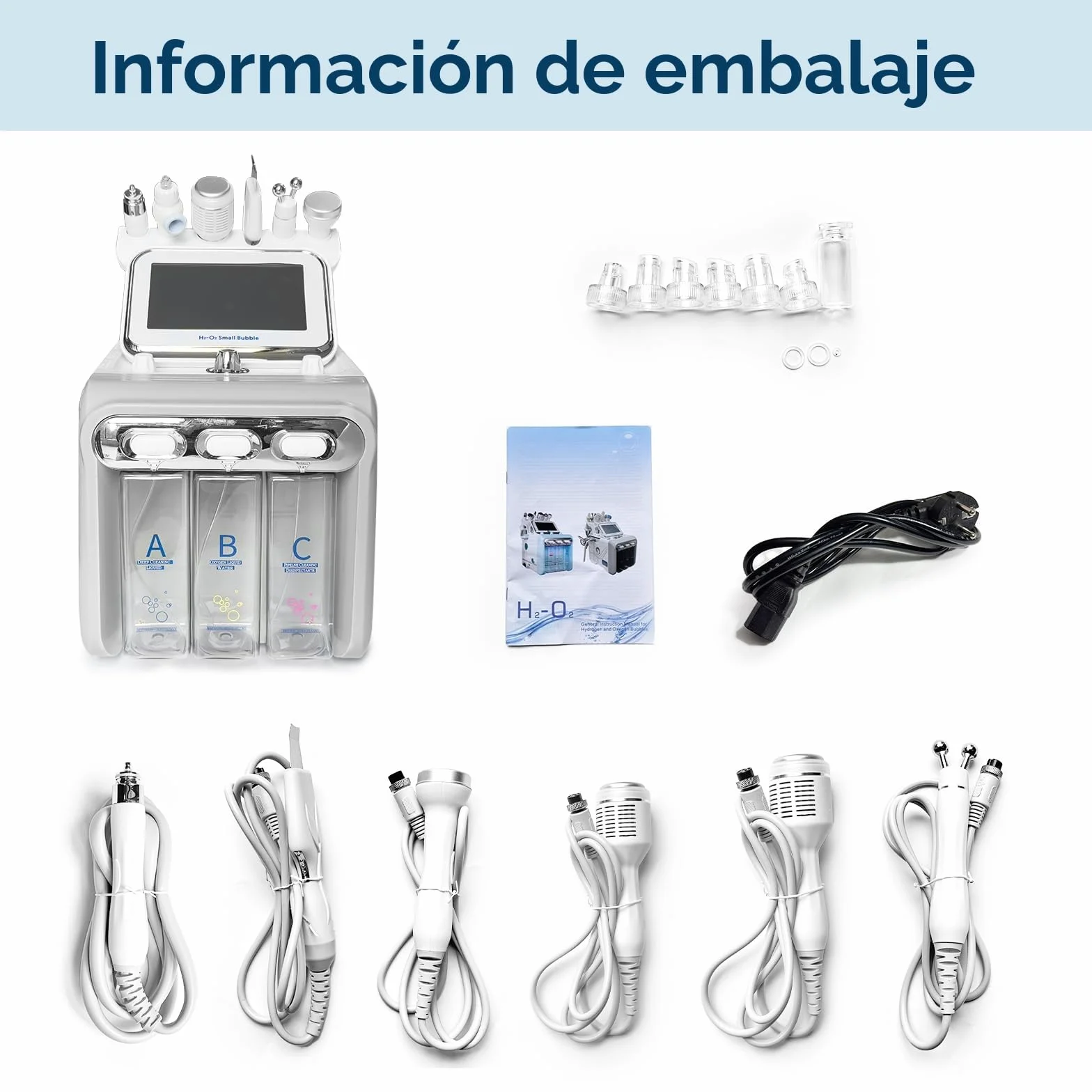 Hydrafacial Machine Profesional 6 en 1 Hidrógeno y Oxígeno Hidrodermoabrasión Cuidado de la Piel con Pantalla LED