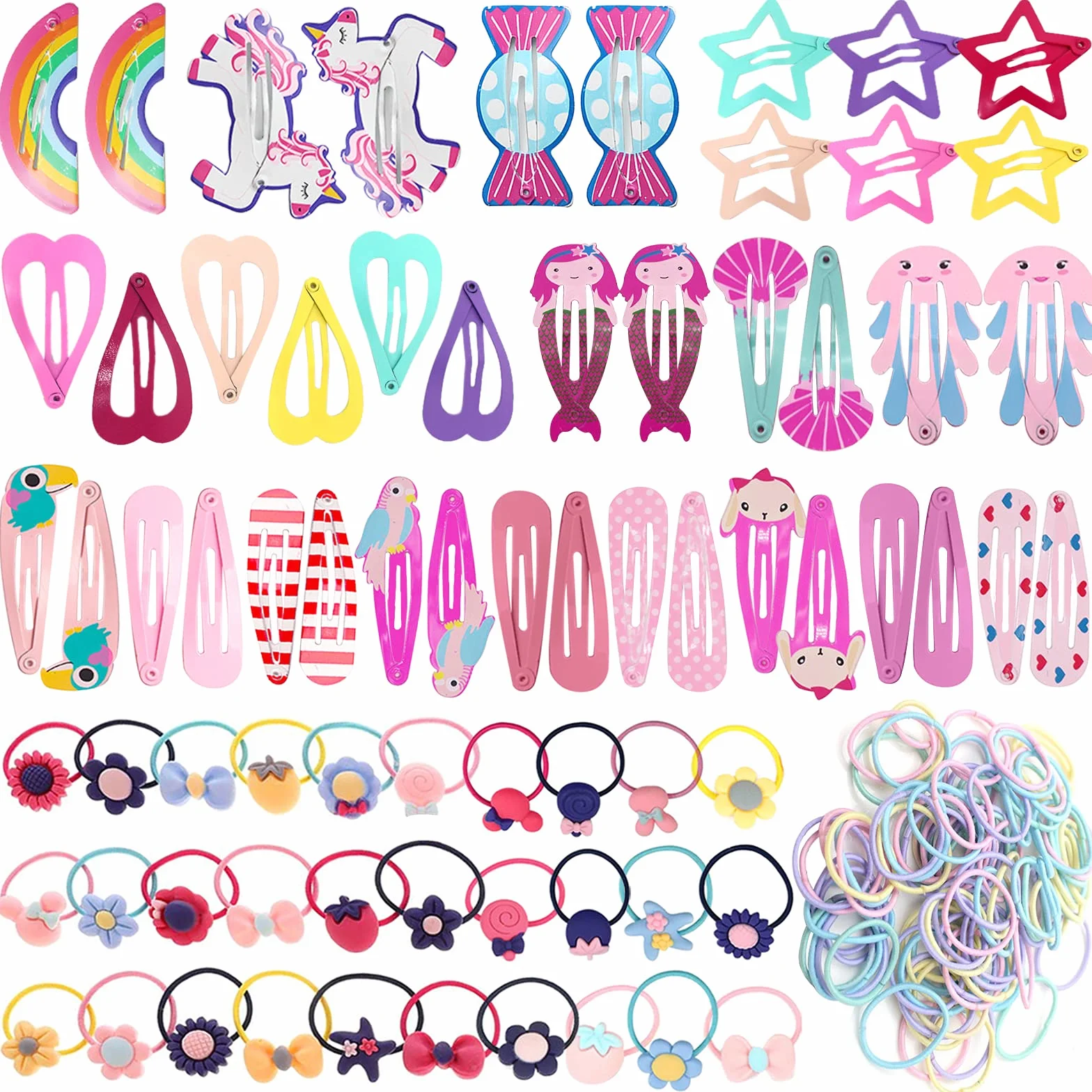VEGCOO 172pcs Accesoris para Niña Clips Pelo y Gomas Pelo Pinzas Horquillas Pelo Regalo Navidad