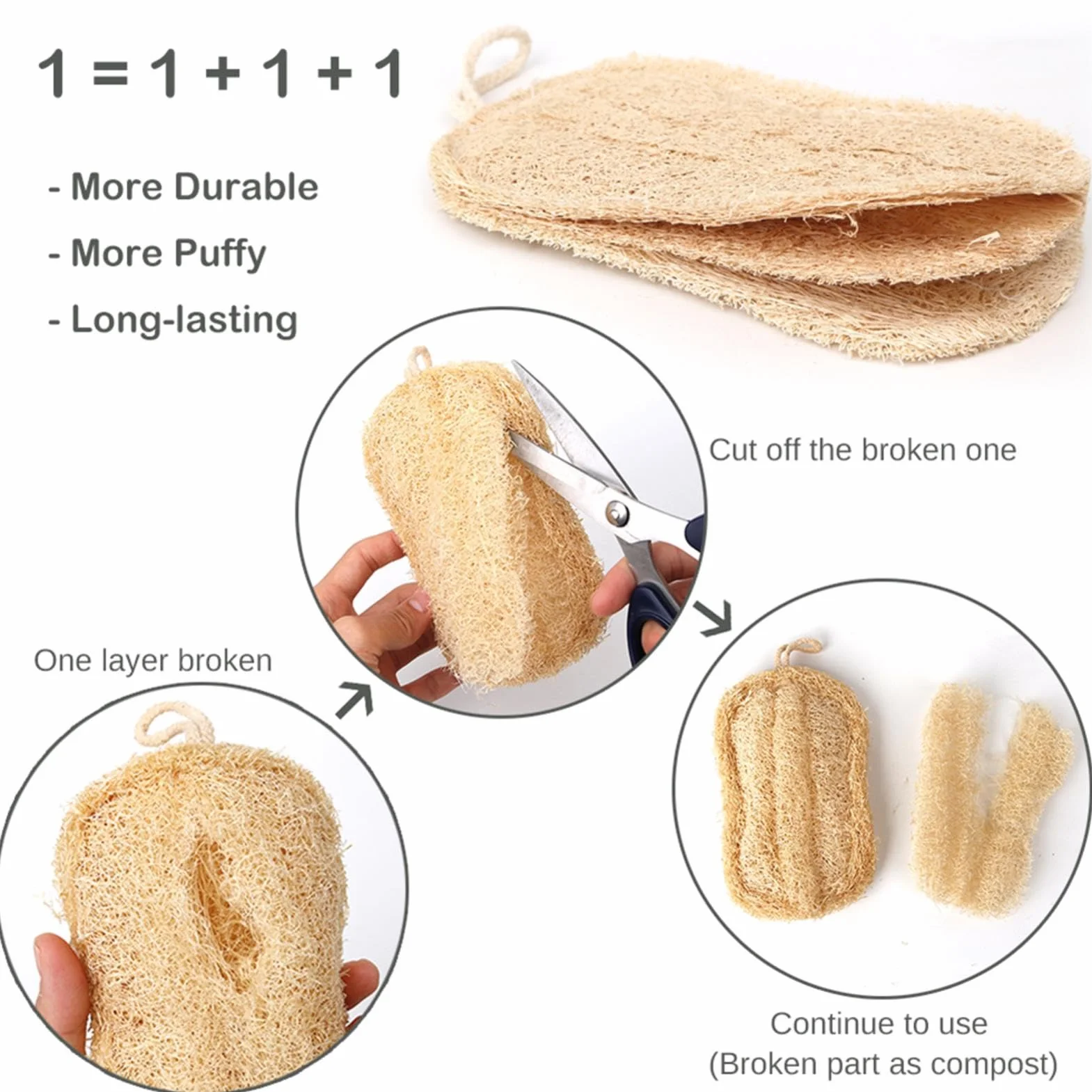 Esponja de Cocina de Lufa Natural - Esponja Exfoliante Compostable, Antiarañazos