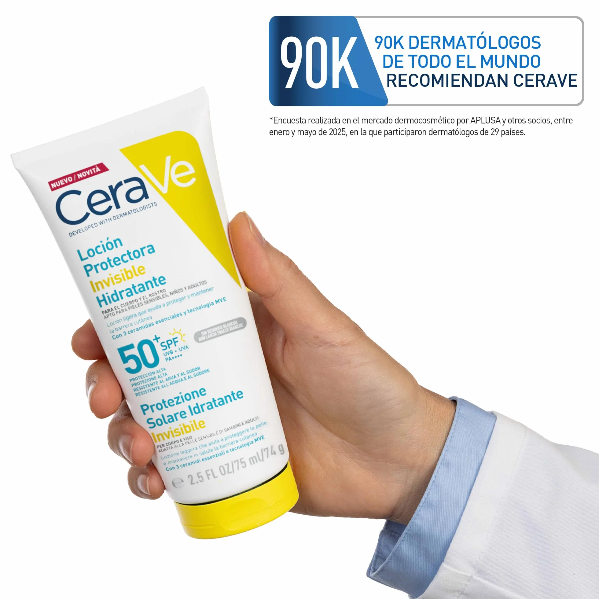 CeraVe Loción Protectora Invisible Hidratante SPF 50+ 75 ml
