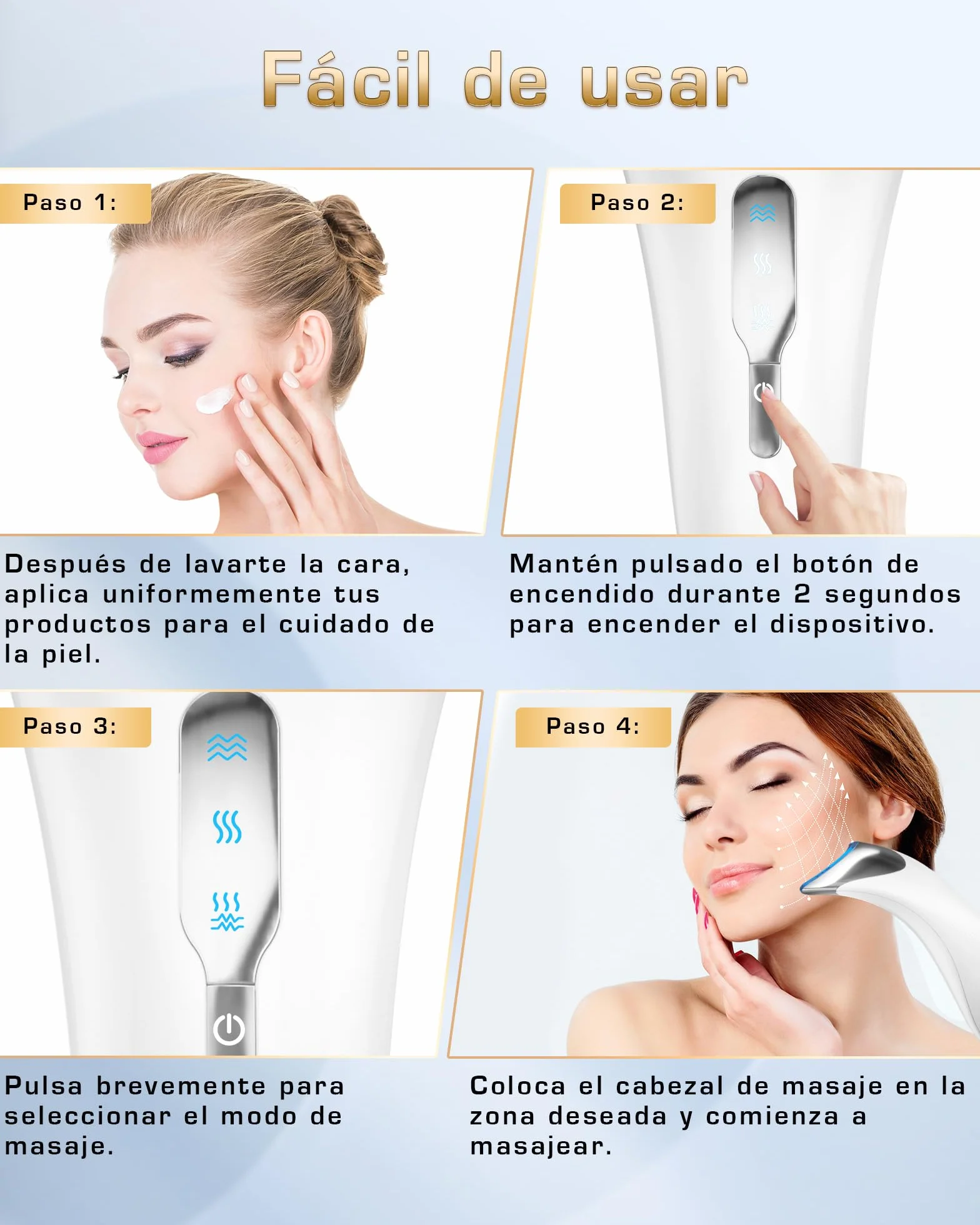 Masajeador Facial Electrónico Cara: Antiarrugas y Belleza con Calefacción de 45℃, Reductor de Papada para Mujer, Máquina de Belleza LED EMS Lifting para Líneas del Cuello