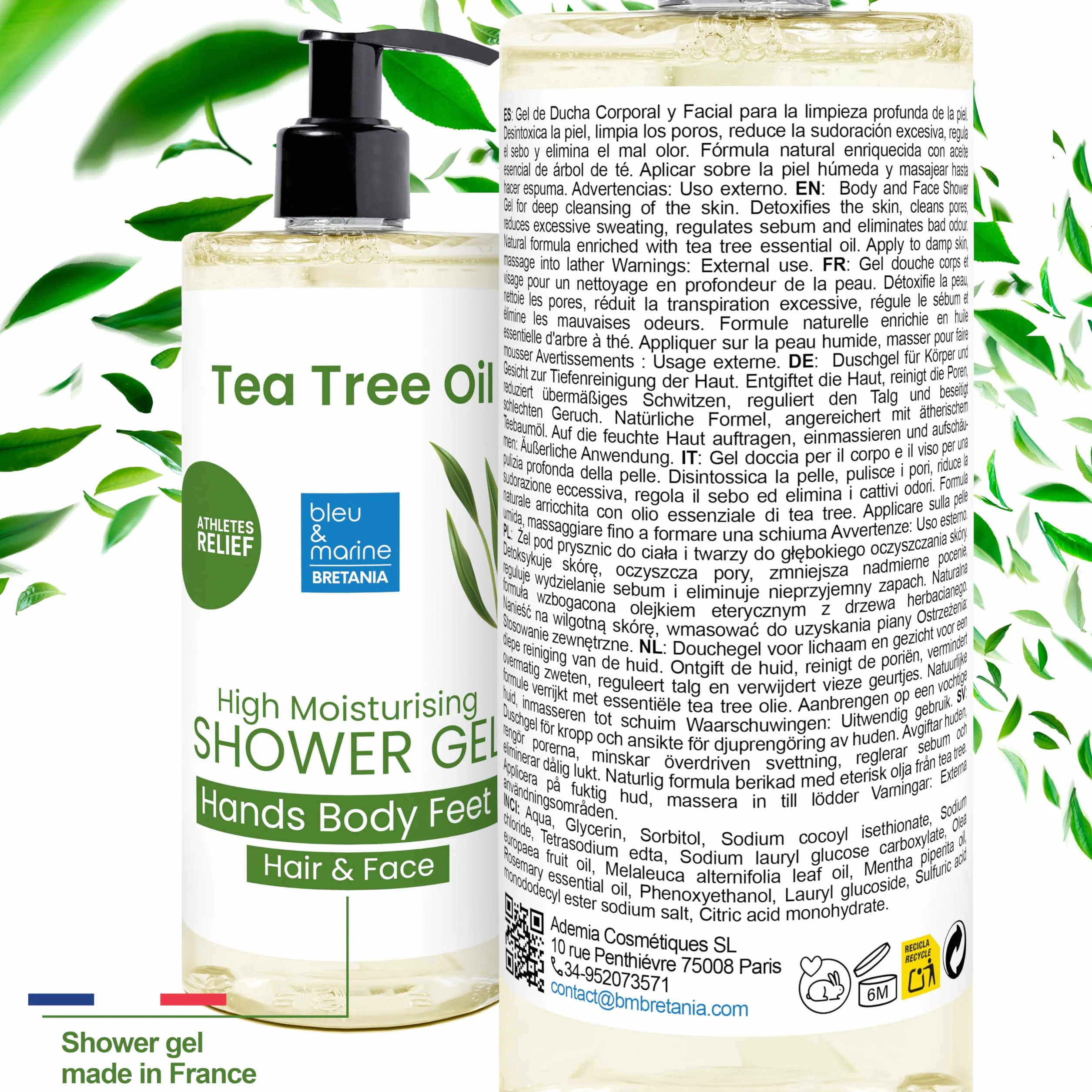 Gel de Ducha Jabón de Baño y Champú 500 ml Purifica Desintoxica Limpia Piel