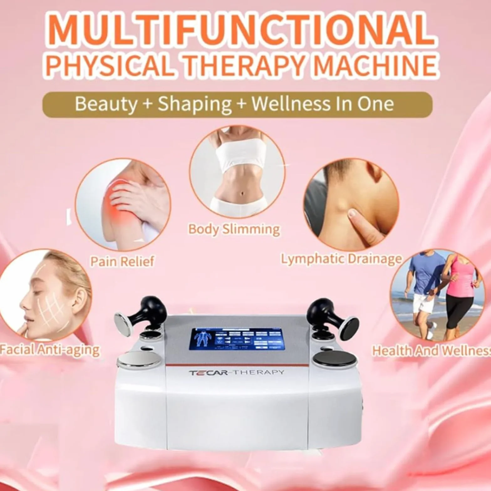 448KHZ Therapy Machine RES CET Monopole RF Transferencia De Energía Dispositivo De Diaterapia Para El Dolor Muscular Aliviar La Celulitis Reducir El Calentamiento Profundo