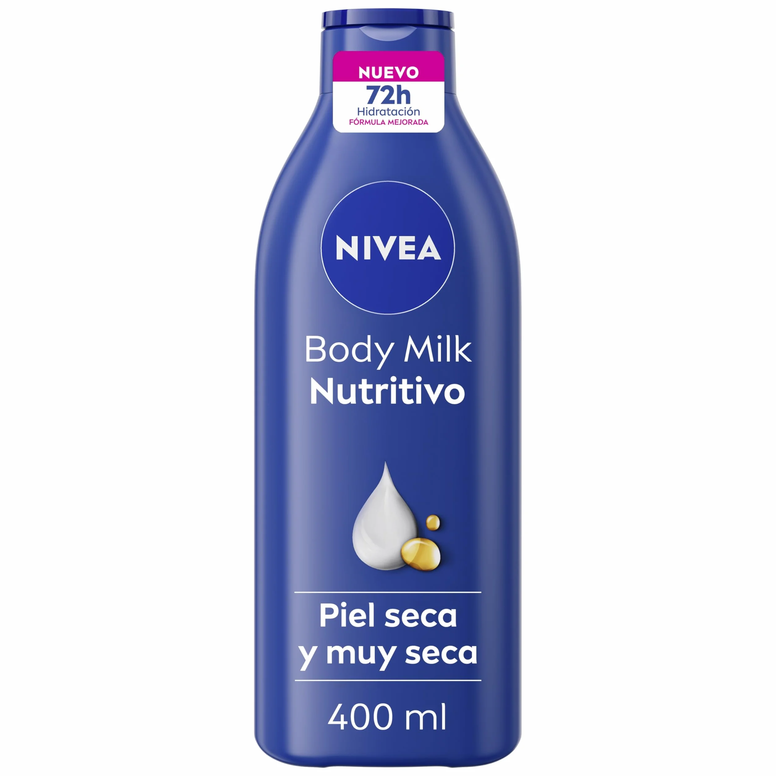 NIVEA Body Milk Nutritivo 400 ml Leche Corporal Hidratante 72h con Aceite de Almendras y Ácido Hialurónico para Piel Seca