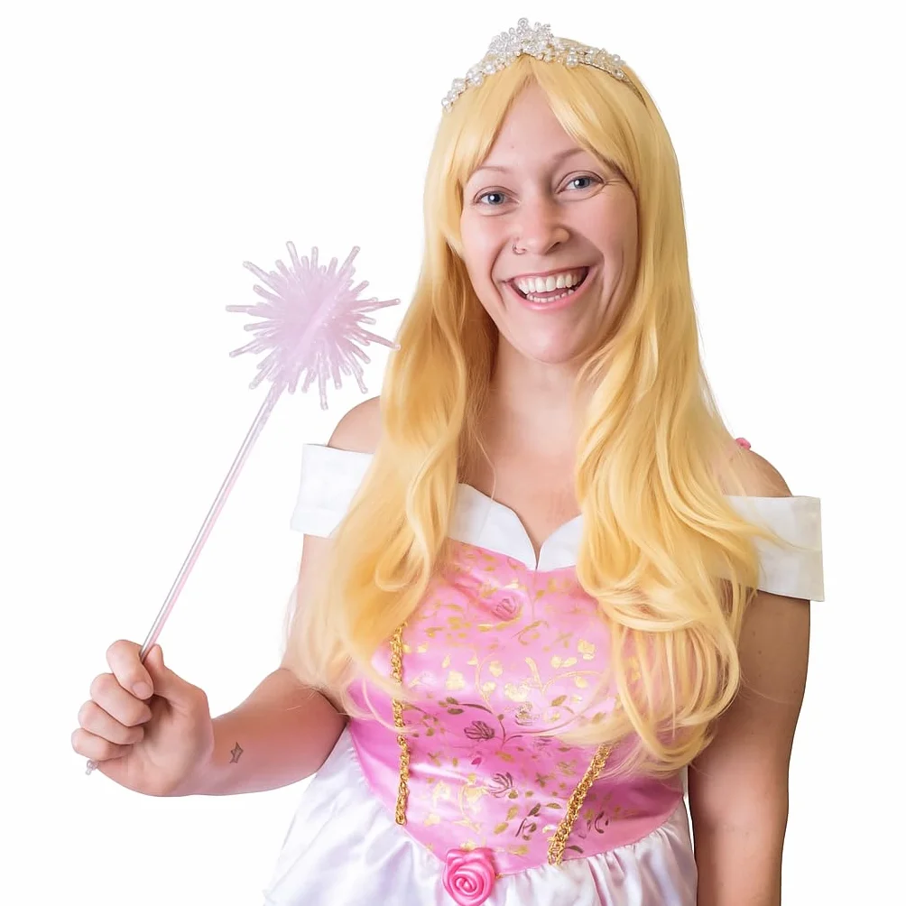 TRIXES Peluca Larga Ondulada Rubia Brillante para Disfraz Cosplay Halloween