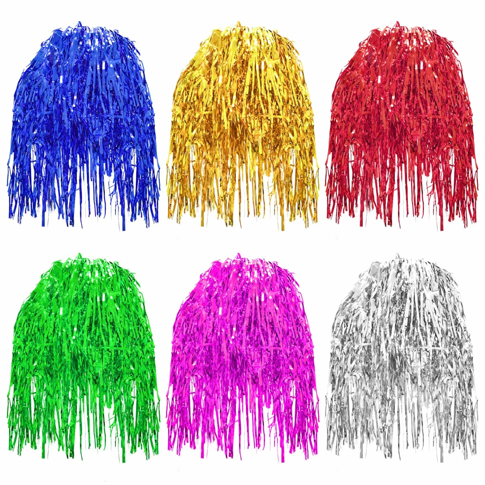 Pelucas de Oropel de Papel de Fantasía, Accesorios para Fiestas (6 Colores)