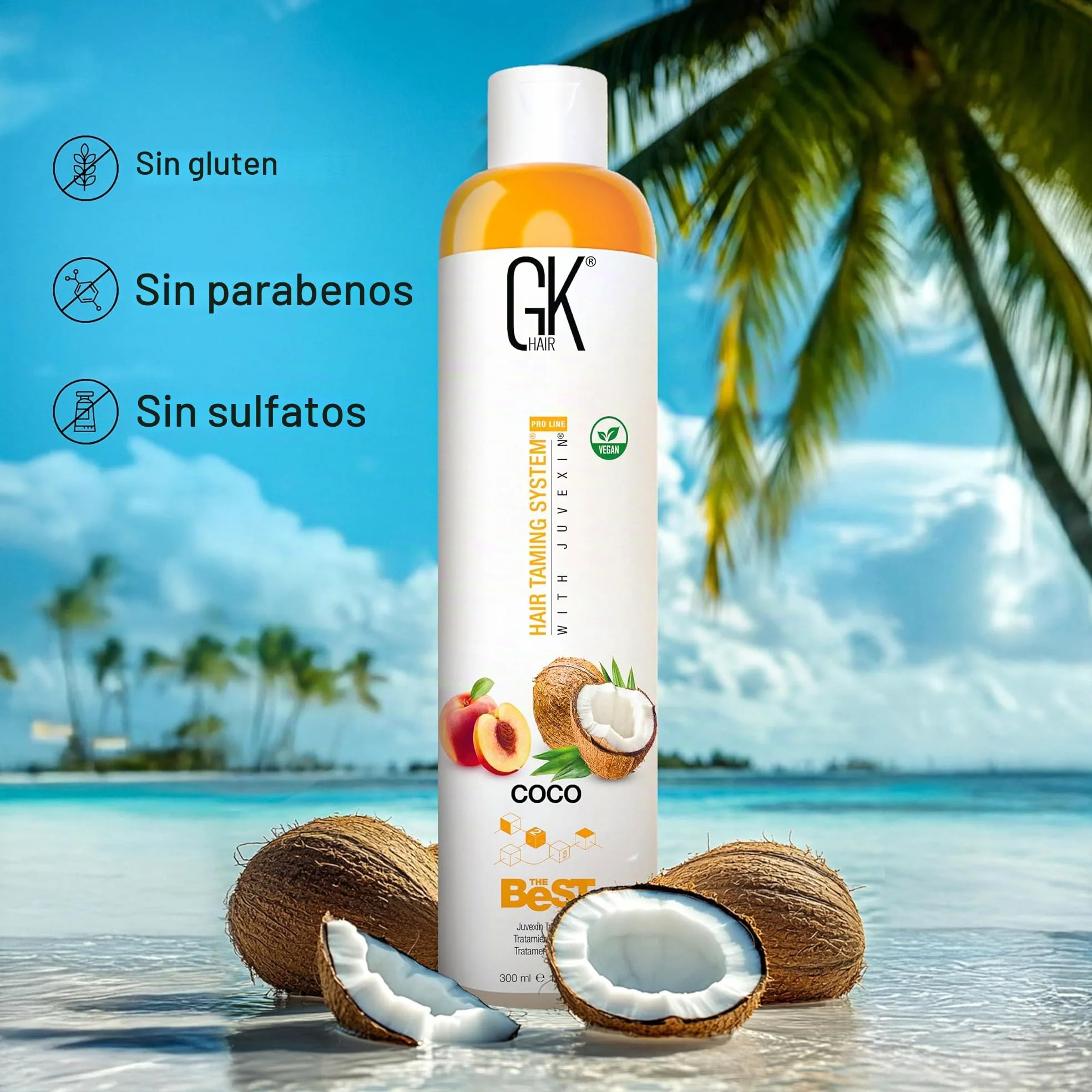 GK HAIR Global Keratin The Best COCO Professional Hair 300ml miglior kit professionale per capelli Trattamento lisciante e levigante per un naturale setoso e liscio