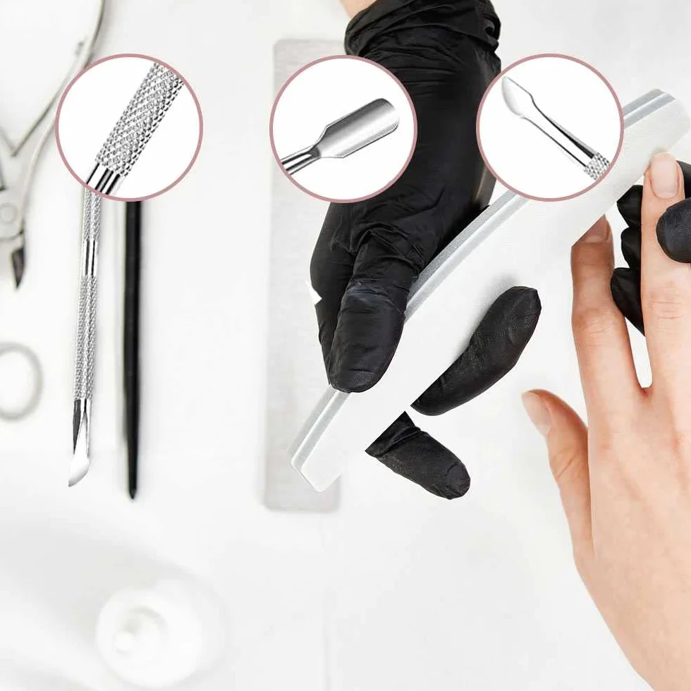 OcioDual Corta Cutículas de Acero Inoxidable Empujador y Raspador para Manicura y Pedicura