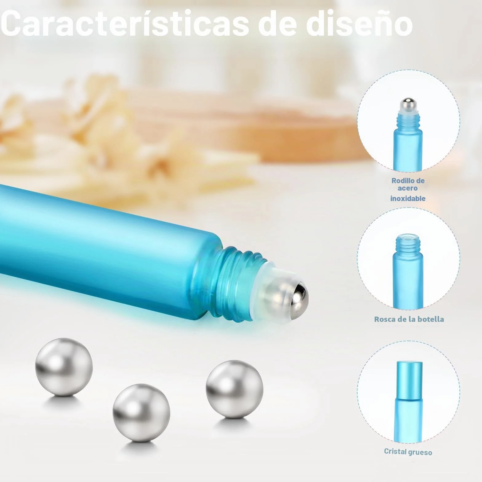 Zikenis 18 Piezas Botellas Roll On Cristal 10ml 5ml Aceite Esencial con Bola de Acero Inoxidable