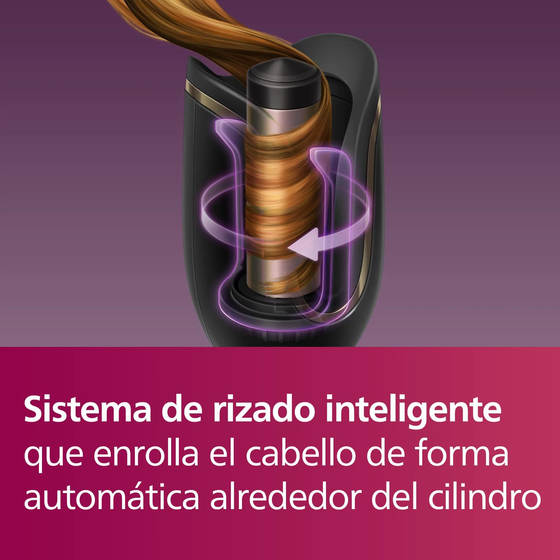 Philips Rizador de Pelo Automatico, con Tecnologia Moisture Protect, Iones, Placas Ceramicas con Keratina, 27 opciones de rizado, BHB876/00, Negro