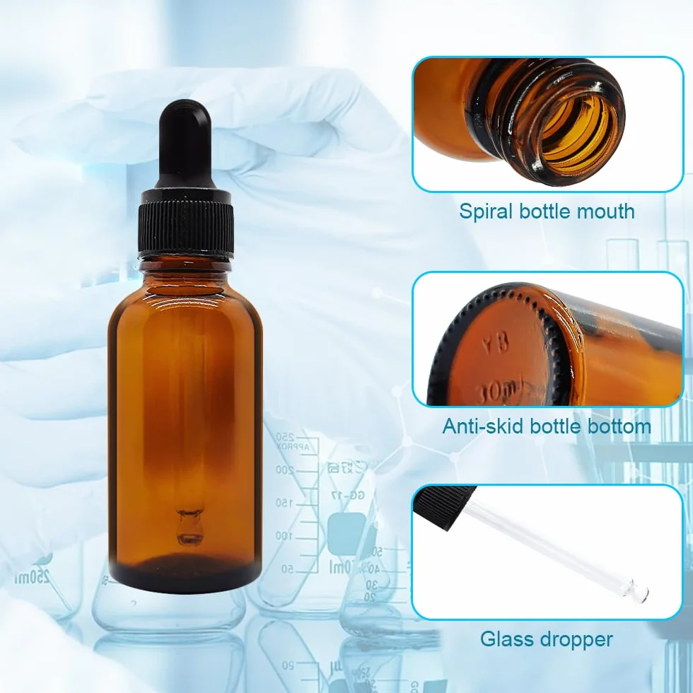 Botella cuentagotas vacía ámbar cristal 100 ml para aceite esencial aromaterapia