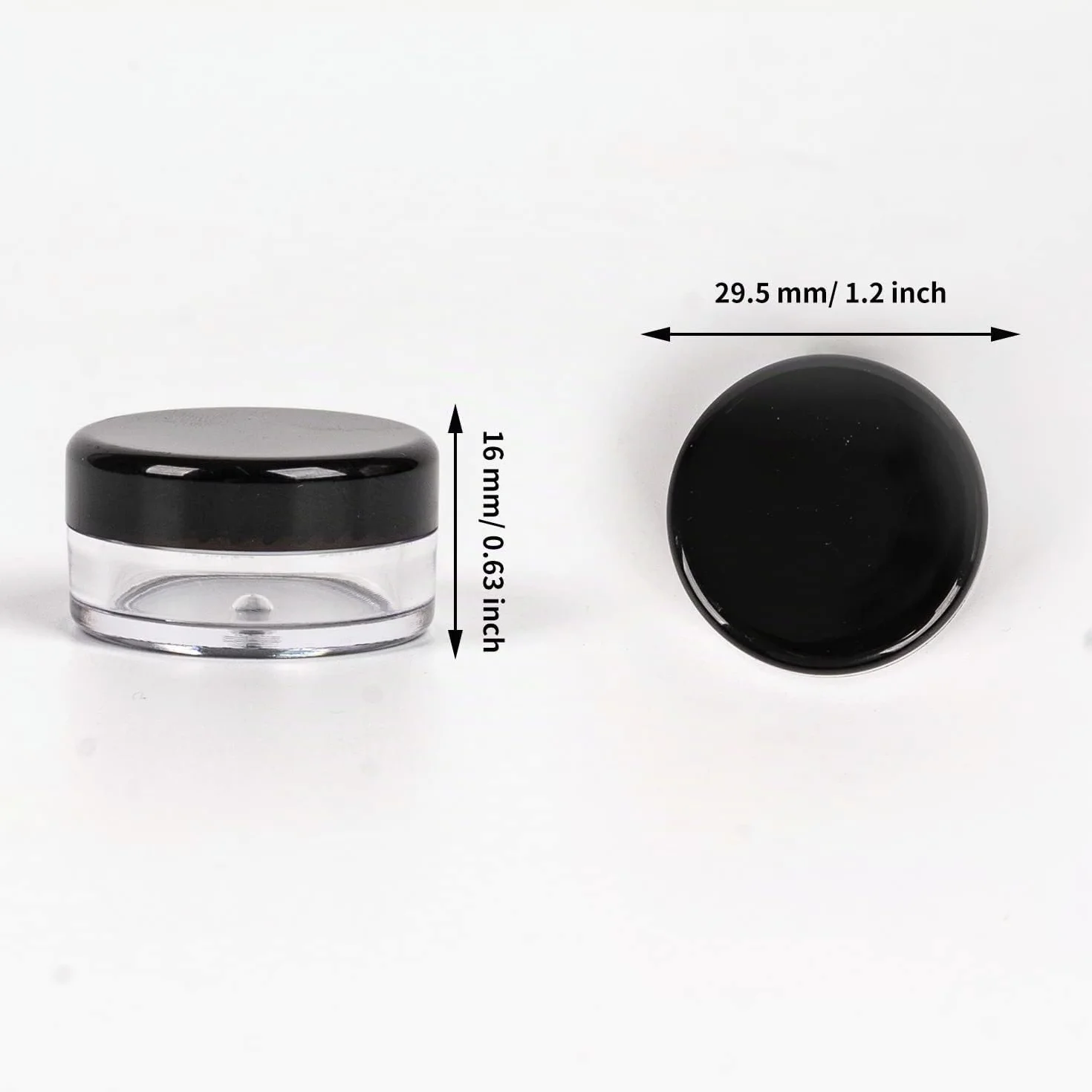 70 Piezas Botes Pequeños de Plástico 5g, Tarro 5 ml, Bálsamo Labial Cajita 5 ml, Contenedor de Cosméticos, Recipientes Vacíos Redondos con Tapa, Negro